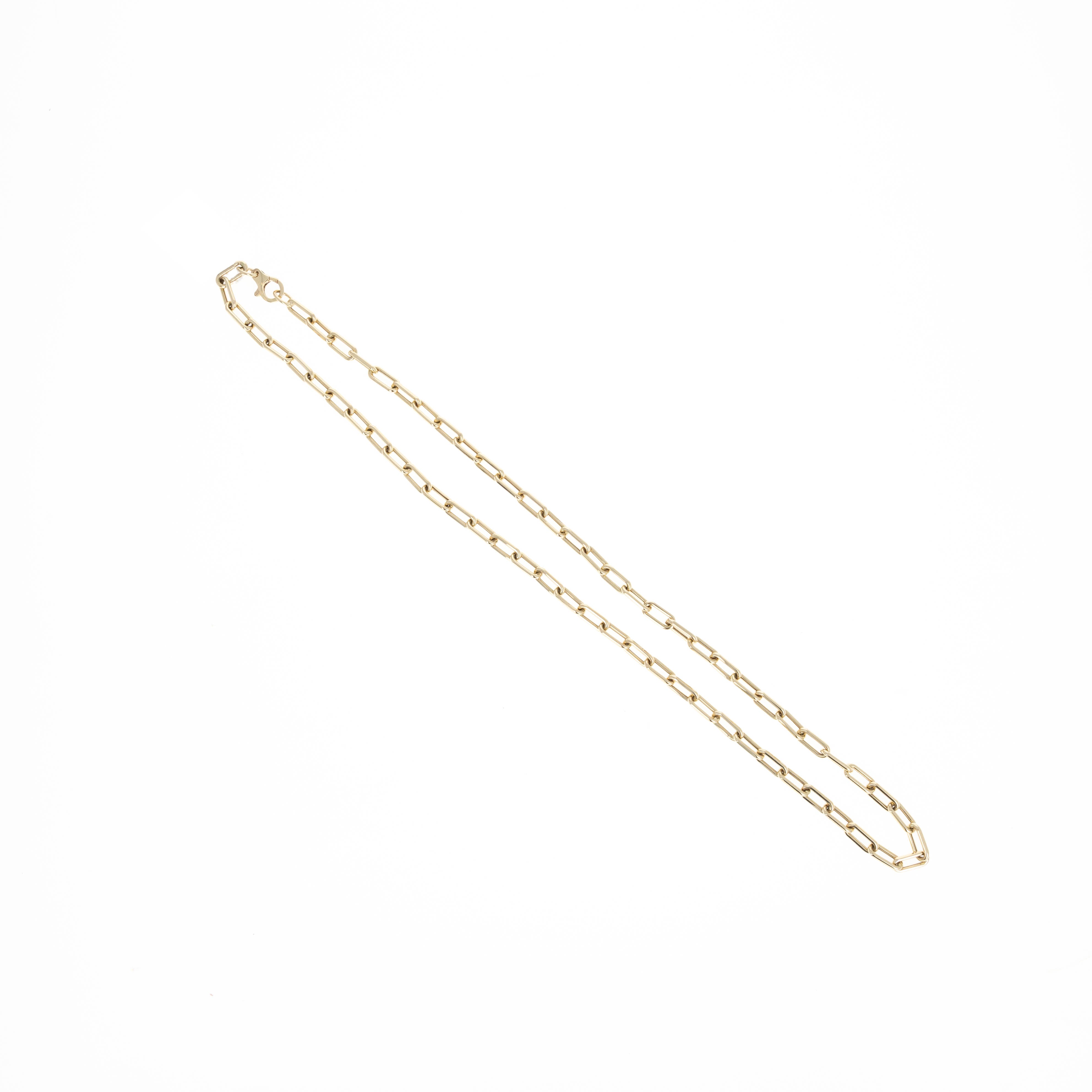 14K Yellow Gold Rounded Paperclip Link Chain Necklace - Queen May