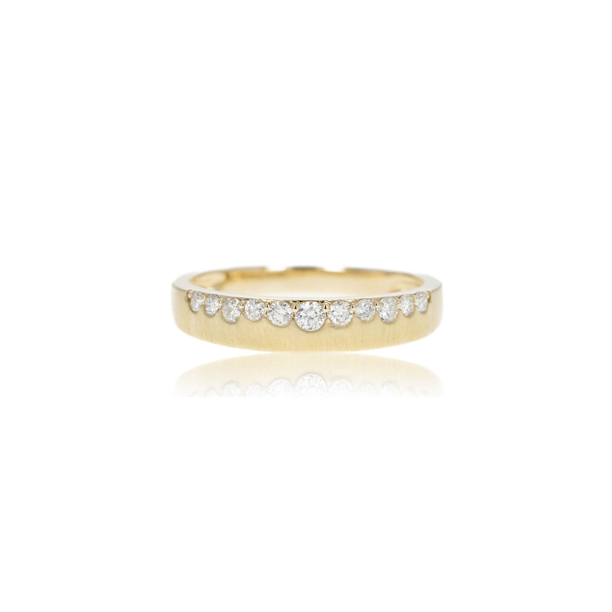 14K Yellow Gold 0.30 Carat Diamond Waterfall Brushed Band - Queen May