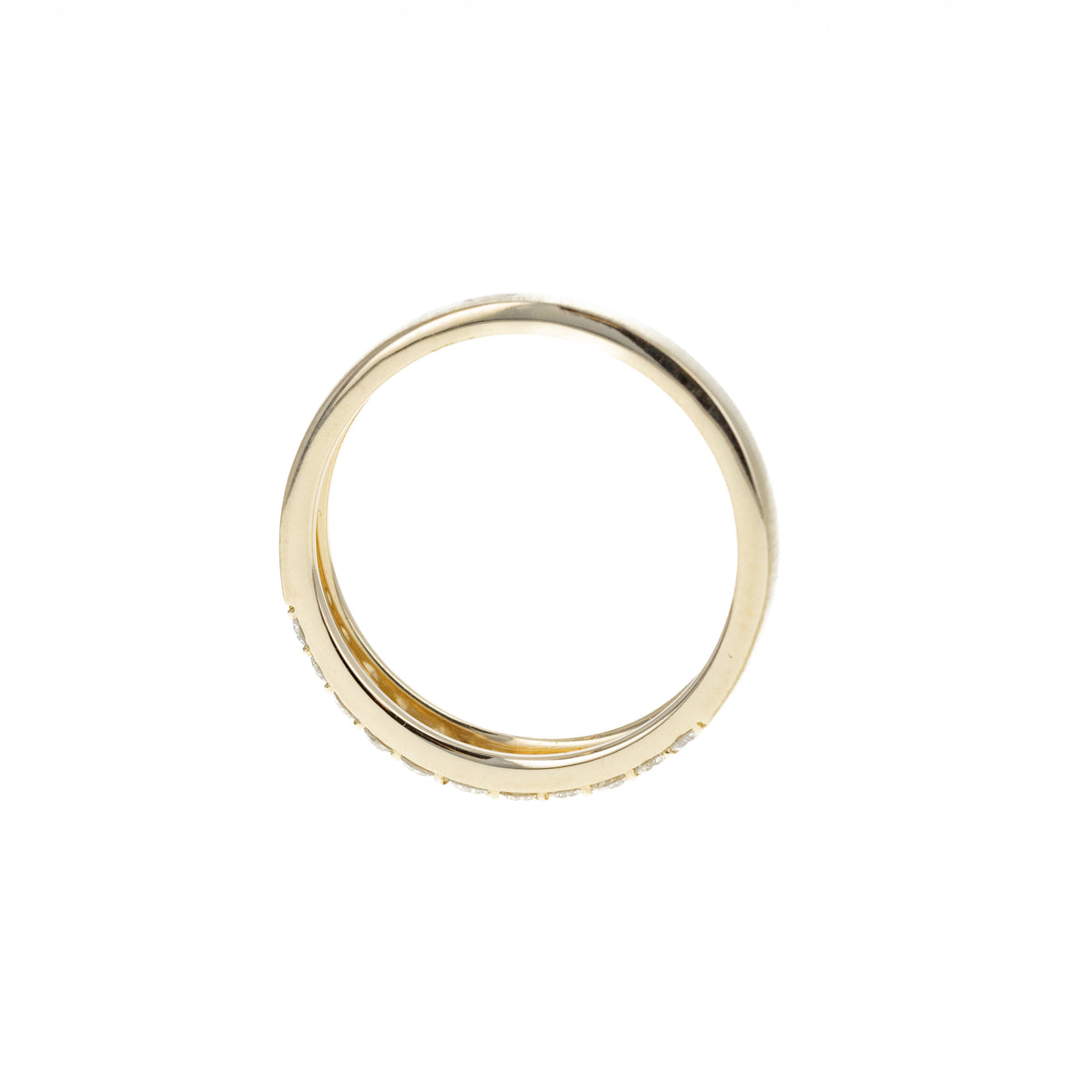 14K Yellow Gold 0.30 Carat Diamond Waterfall Brushed Band - Queen May