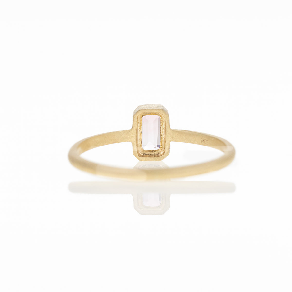 14K Yellow Gold 0.36 Carat Pink Tourmaline Bezel Brushed Ring - Queen May
