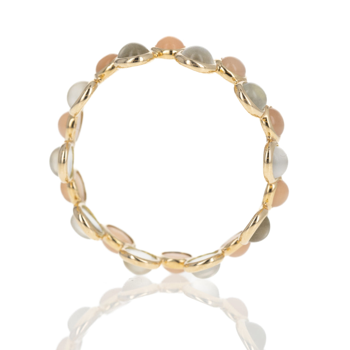 14K Yellow Gold 2.59 Carat Moonstone Bezel Bubble Eternity Ring - Queen May
