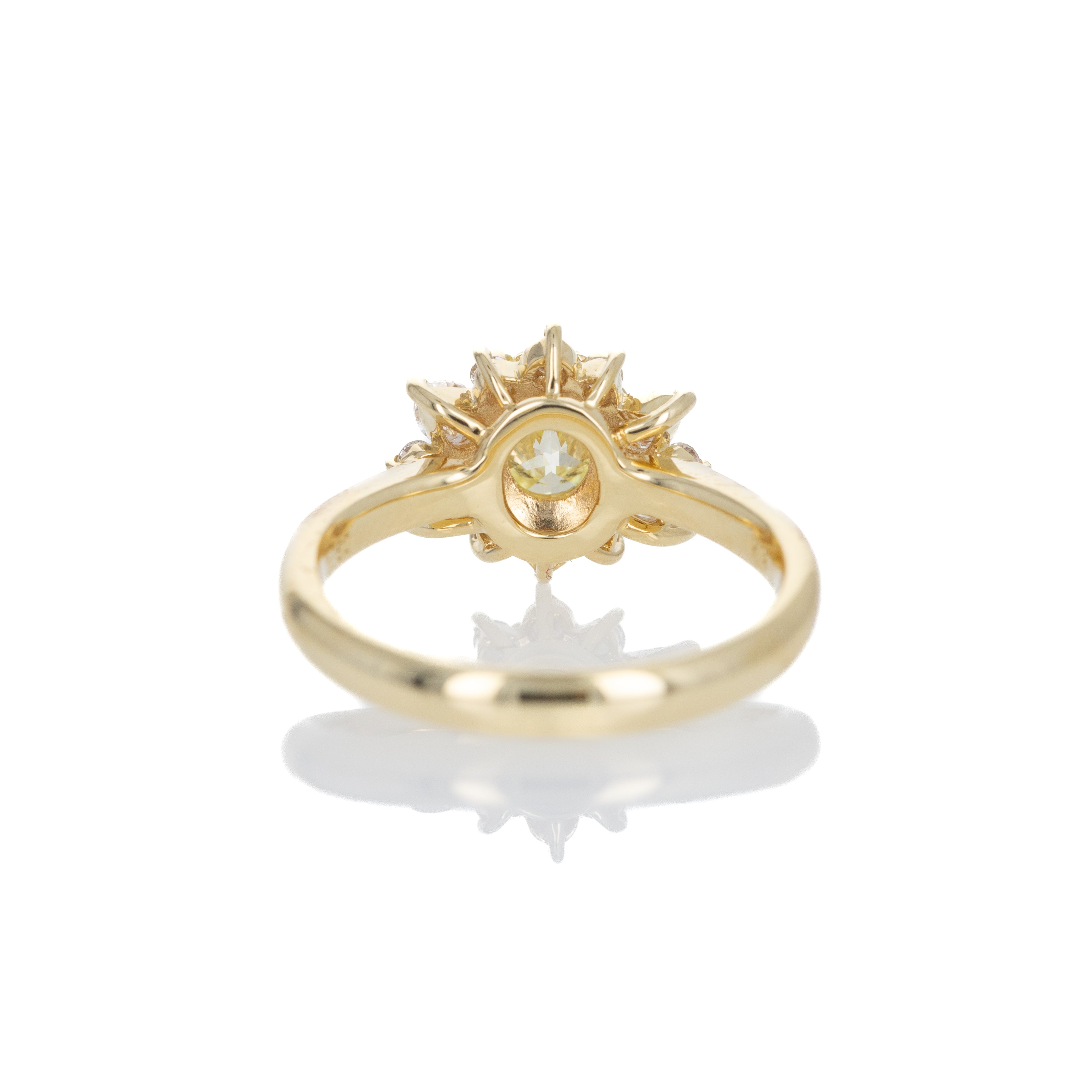 18K Yellow Gold 0.72 Carat Fancy Yellow Diamond Floral Engagement Ring - Queen May