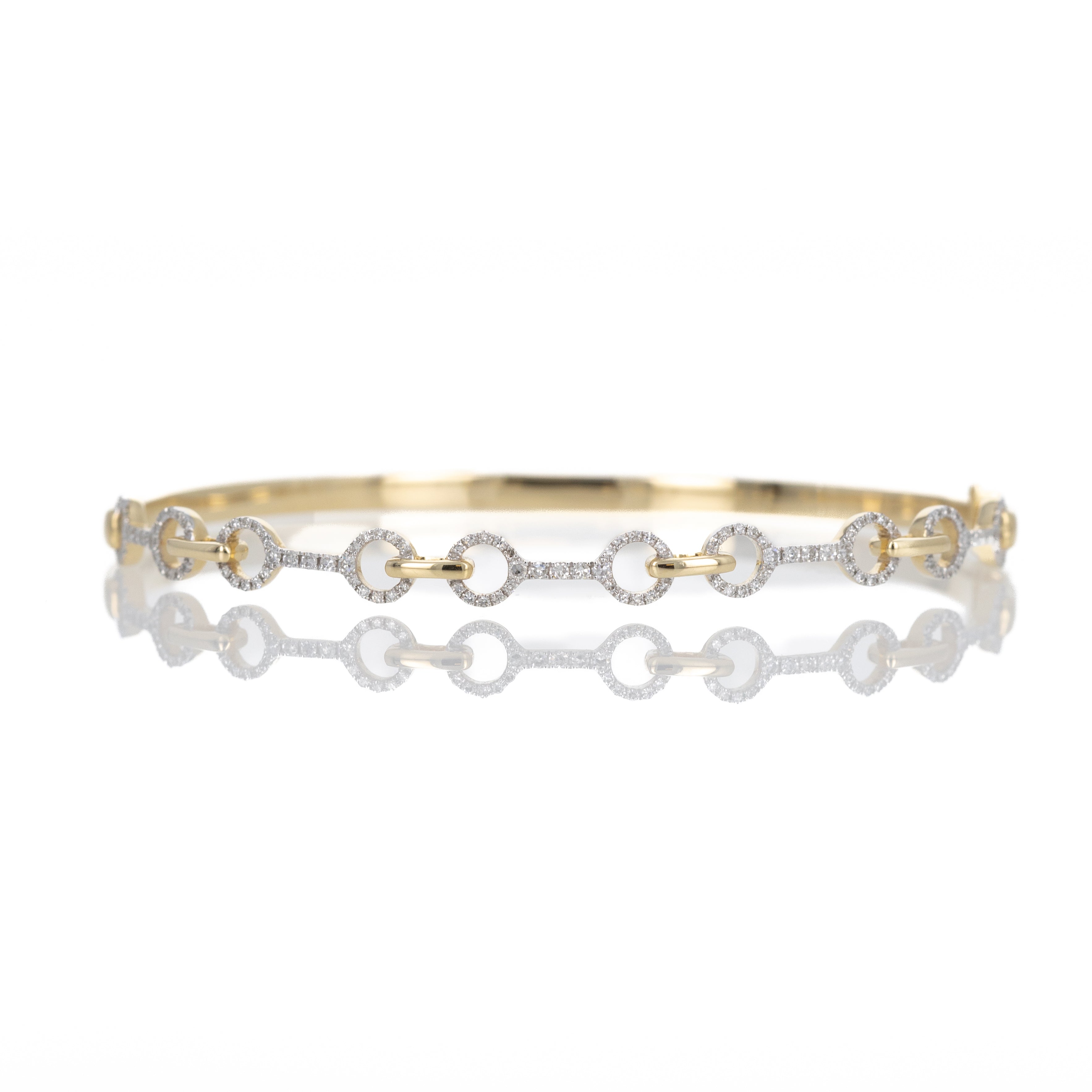 14K Yellow Gold 0.35 Carat Diamond Horsebit Bangle - Queen May