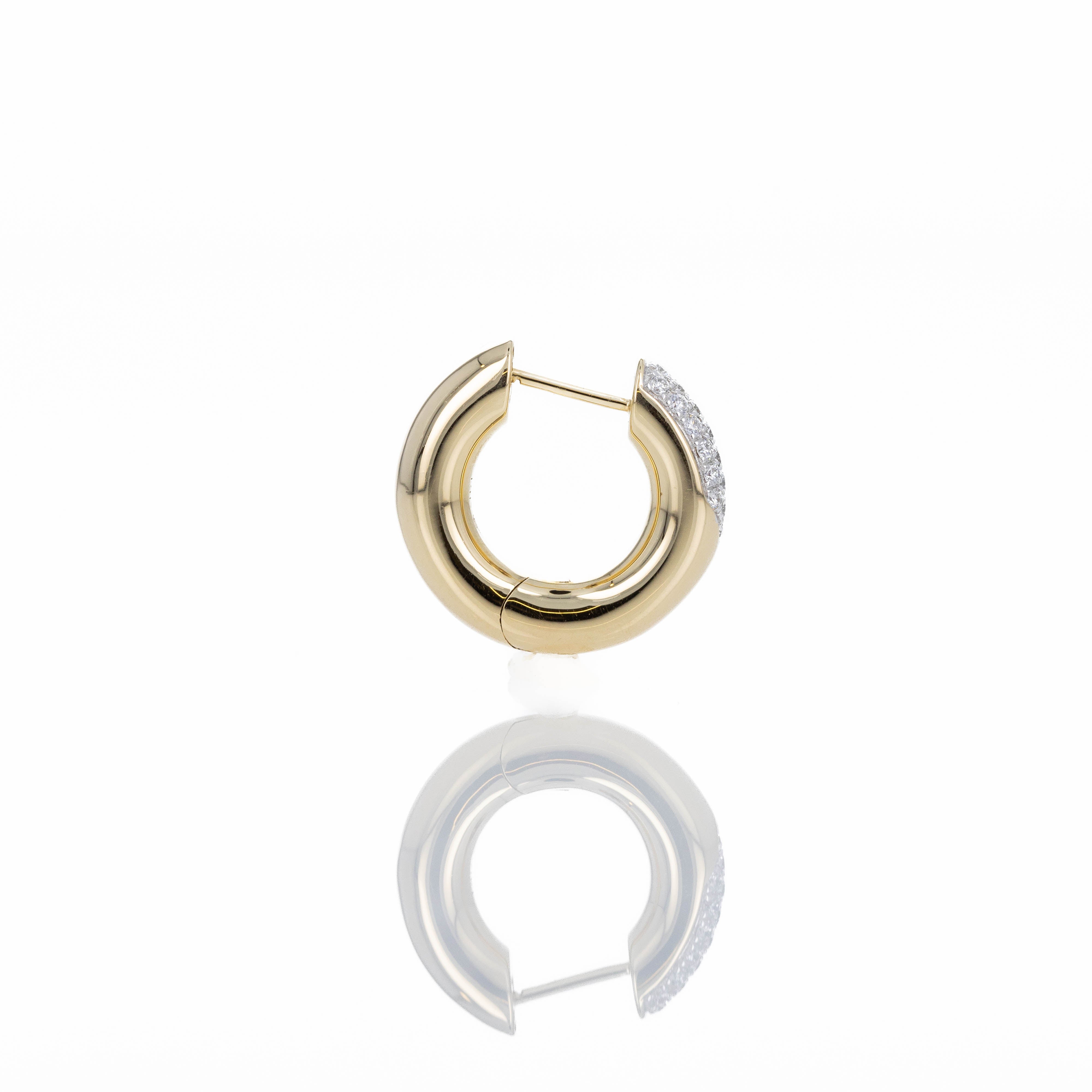 14K Yellow Gold 0.40 Carat Diamond Donut Hoop Earrings - Queen May