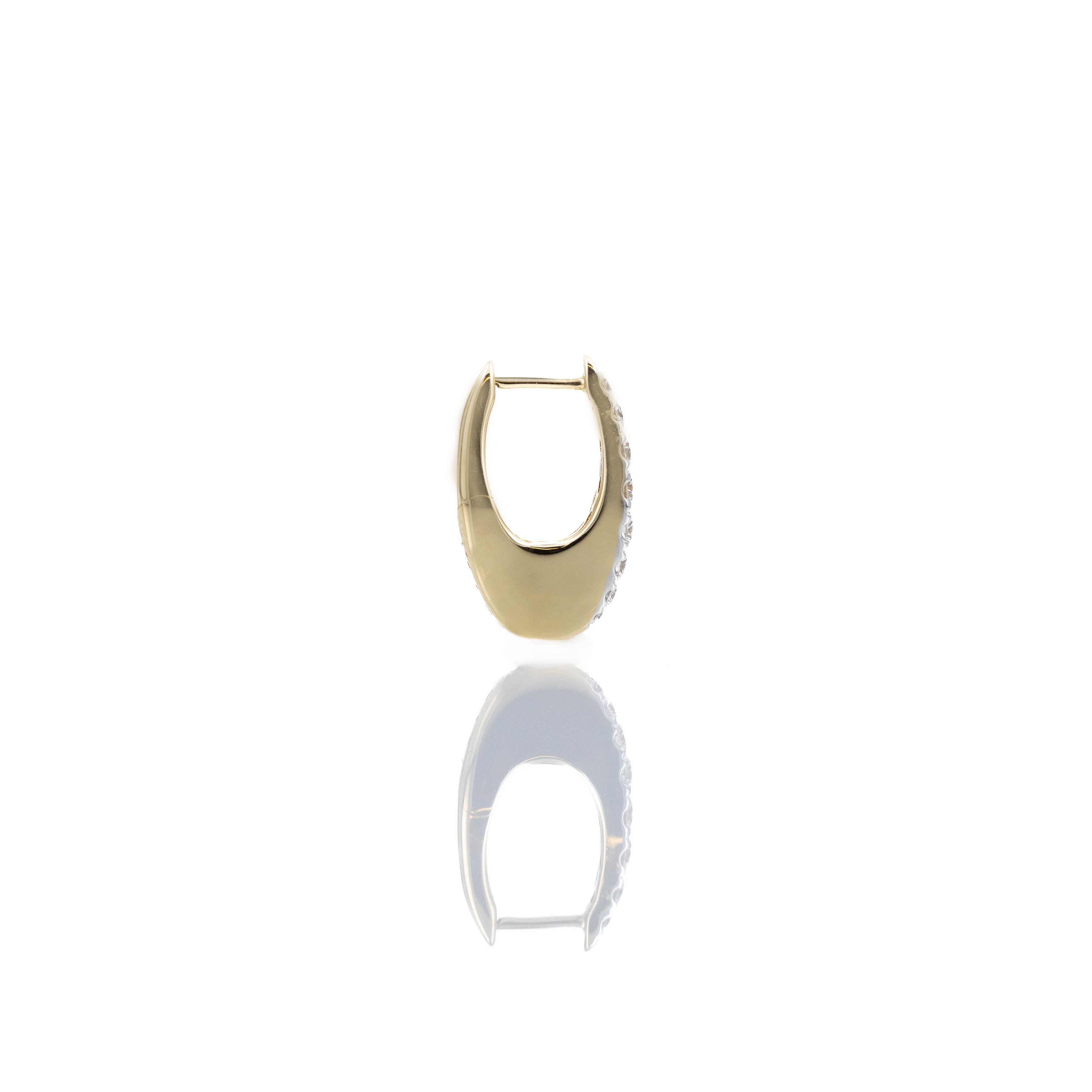 14K Yellow Gold 0.60 Carat Wide Chunky Oval Hoop Earrings - Queen May