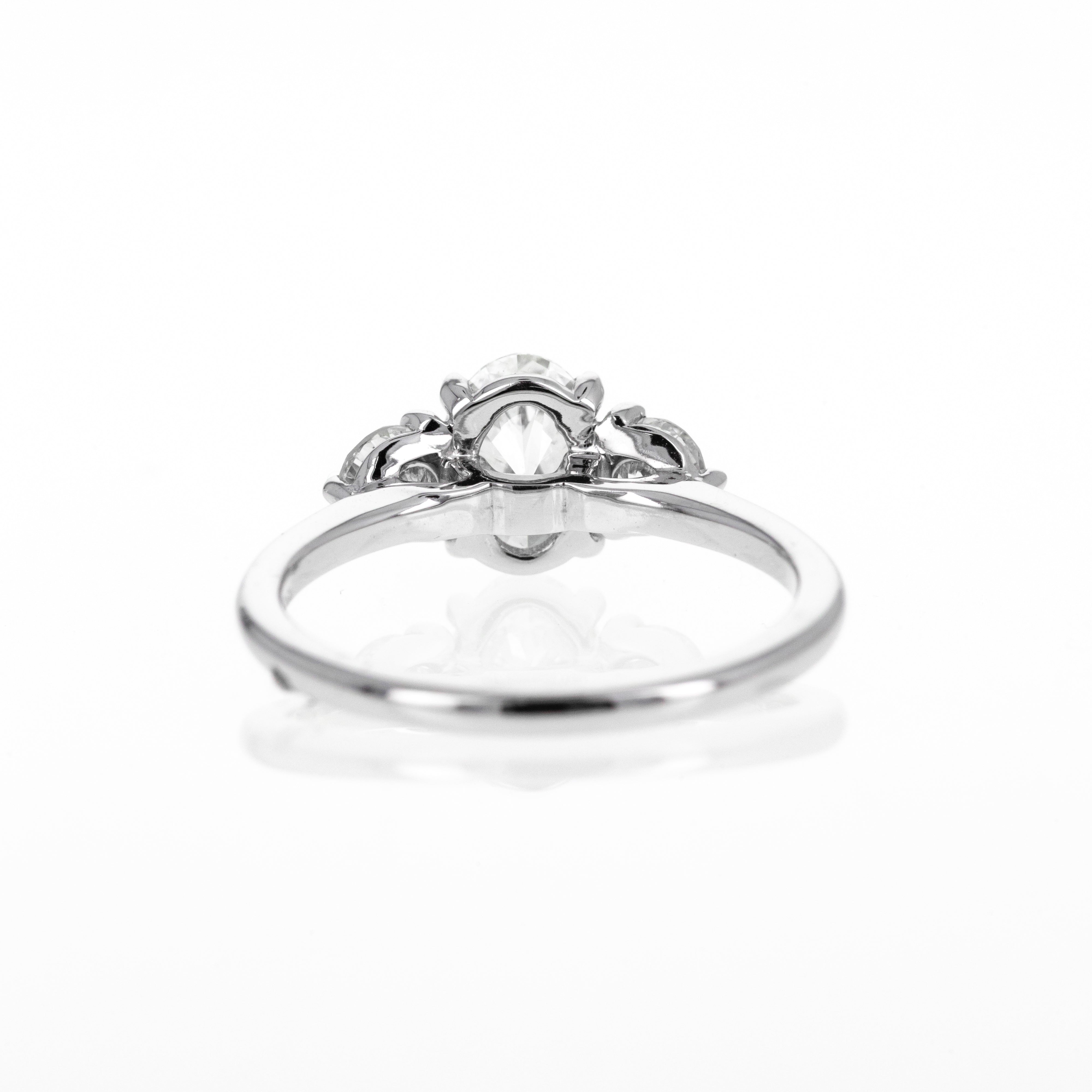 14K White Gold 1.47 Carat Oval Diamond Engagement Ring GIA Certified - Queen May