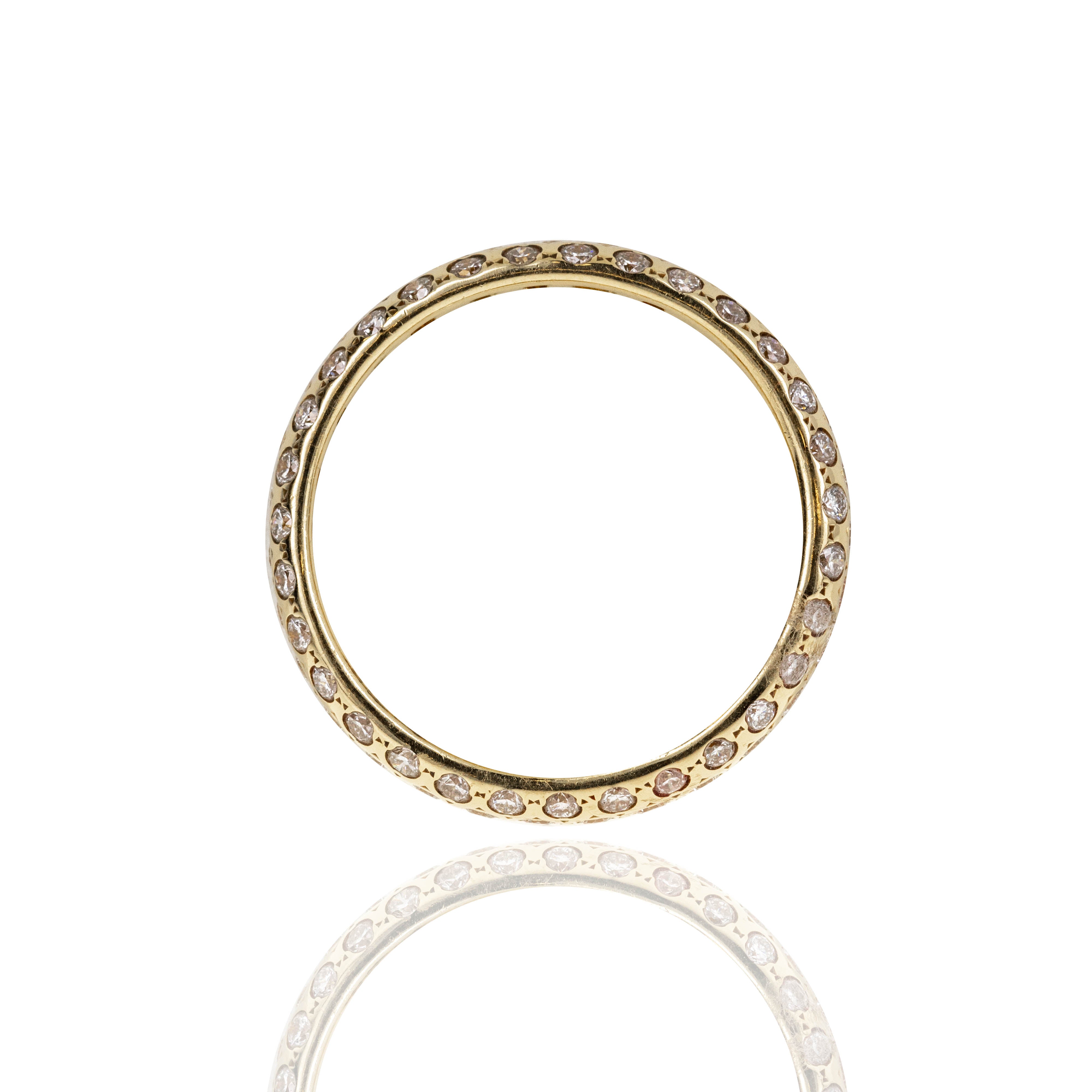 18K Yellow Gold 1.10 Carat Round Diamond Eternity Band - Queen May