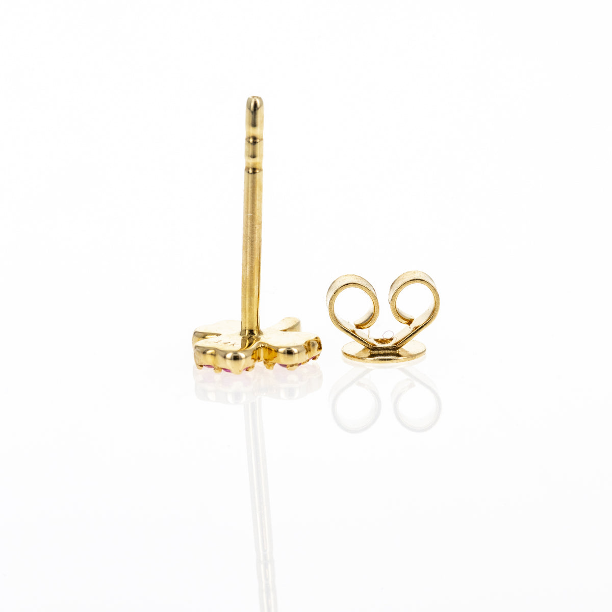 14K Yellow Gold 0.20 Carat Pink Sapphire Diamond Clover Stud Earrings - Queen May