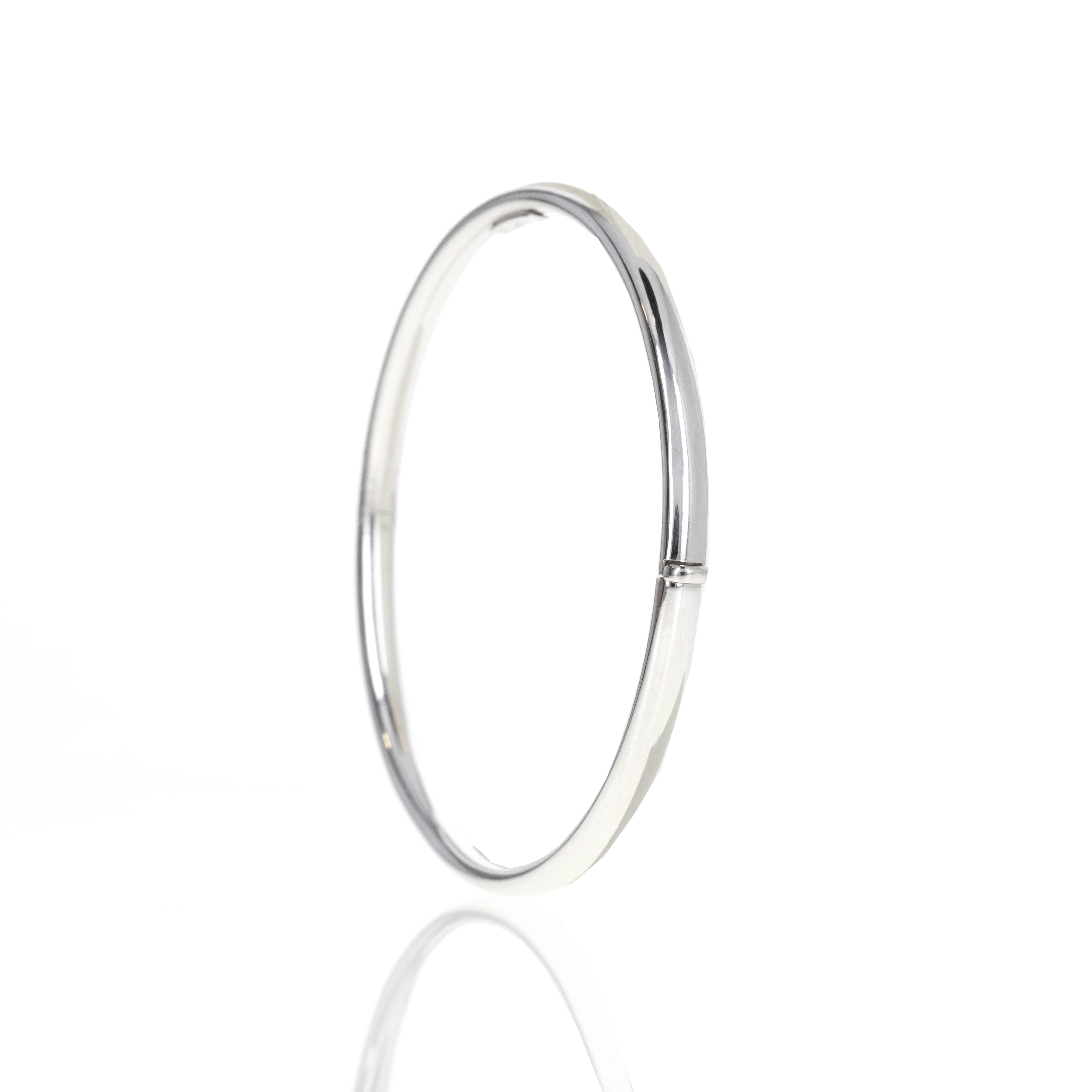 Platinum Hollow Tube Bangle - Queen May