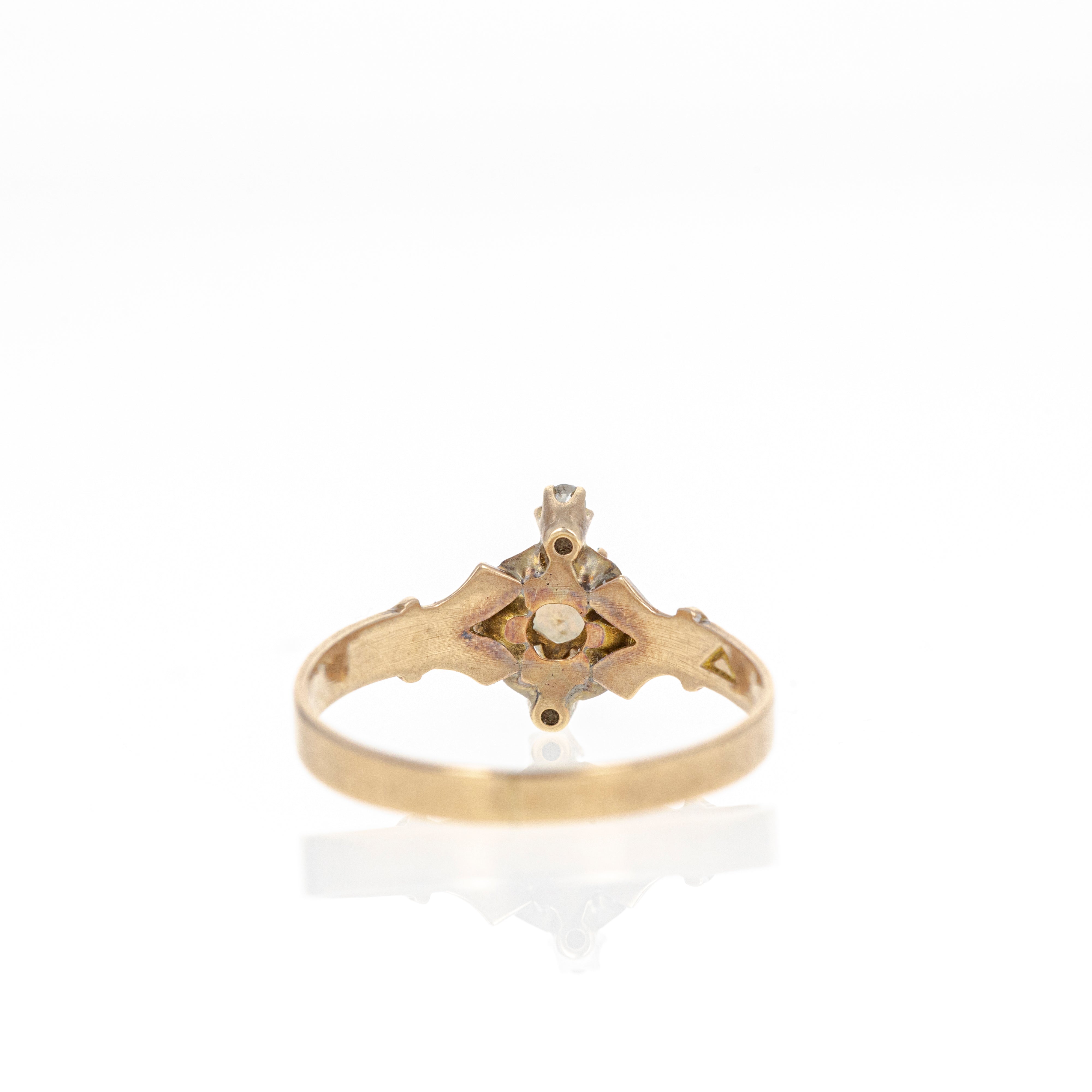 Victorian 10K Rose Gold 0.20 Carat Opal Rose Cut Diamond Ring - Queen May