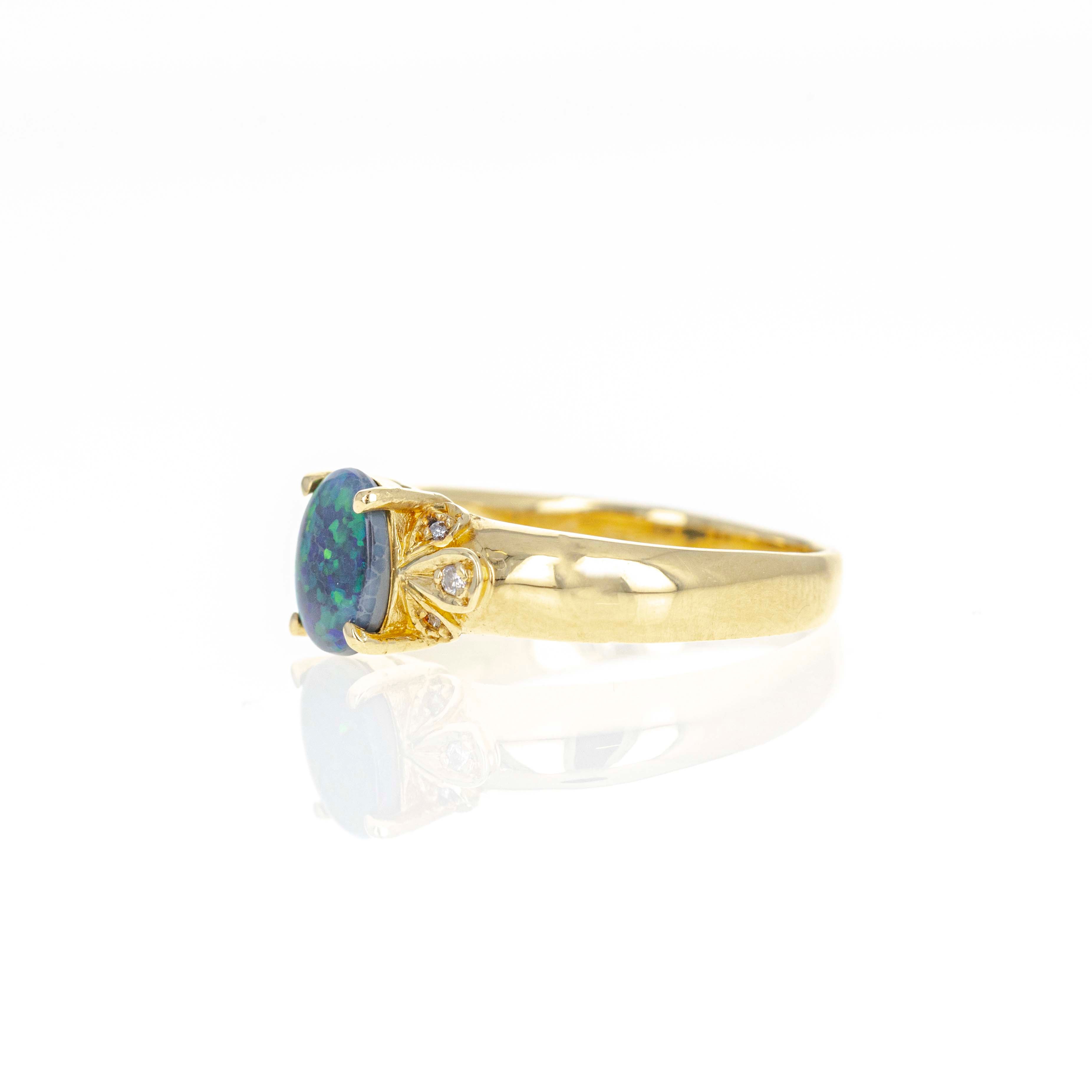 18K Yellow Gold 0.50 Carat Oval Opal Diamond Ring - Queen May