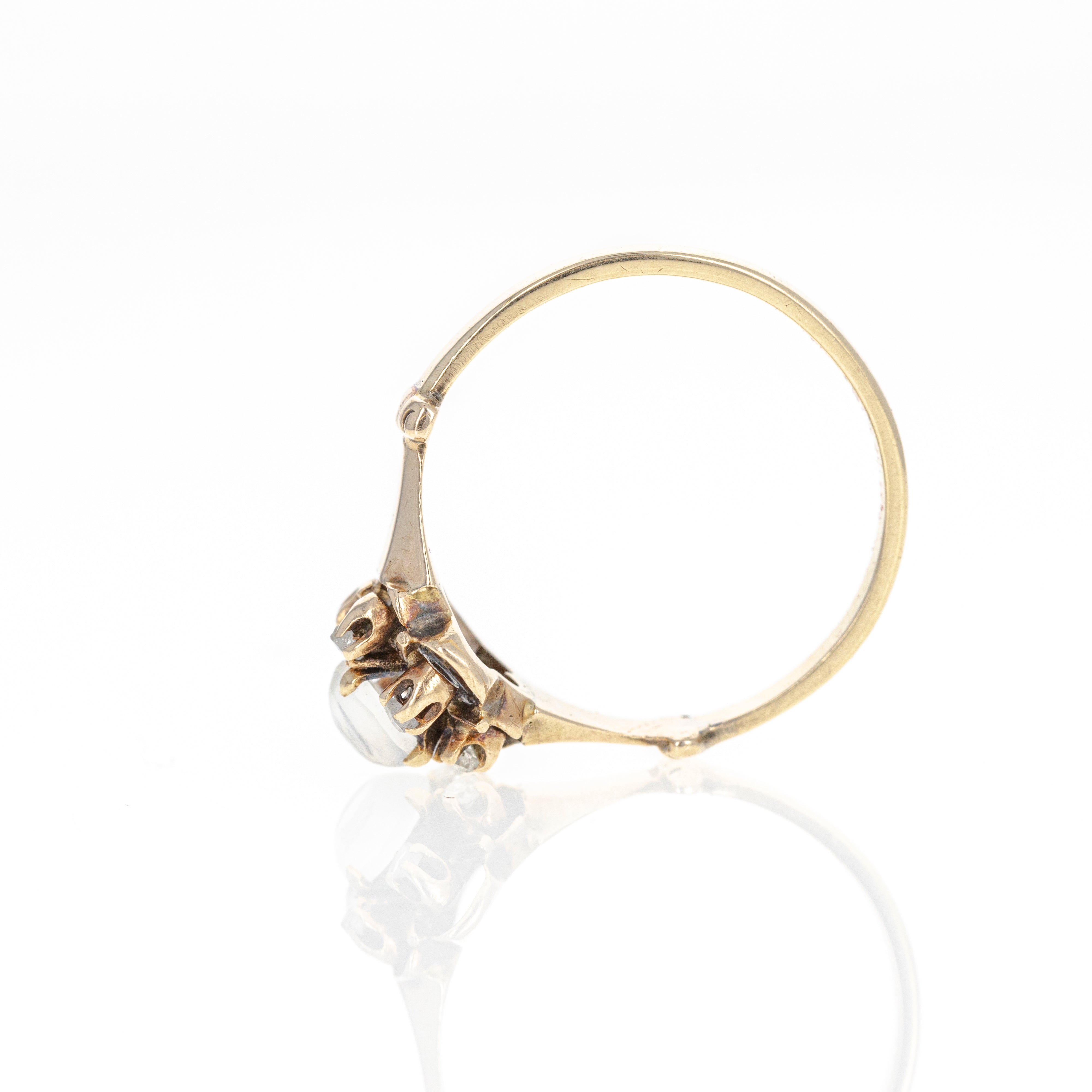 Victorian 14K Yellow Gold 0.40 Carat Moonstone Rose Cut Diamond Ring - Queen May
