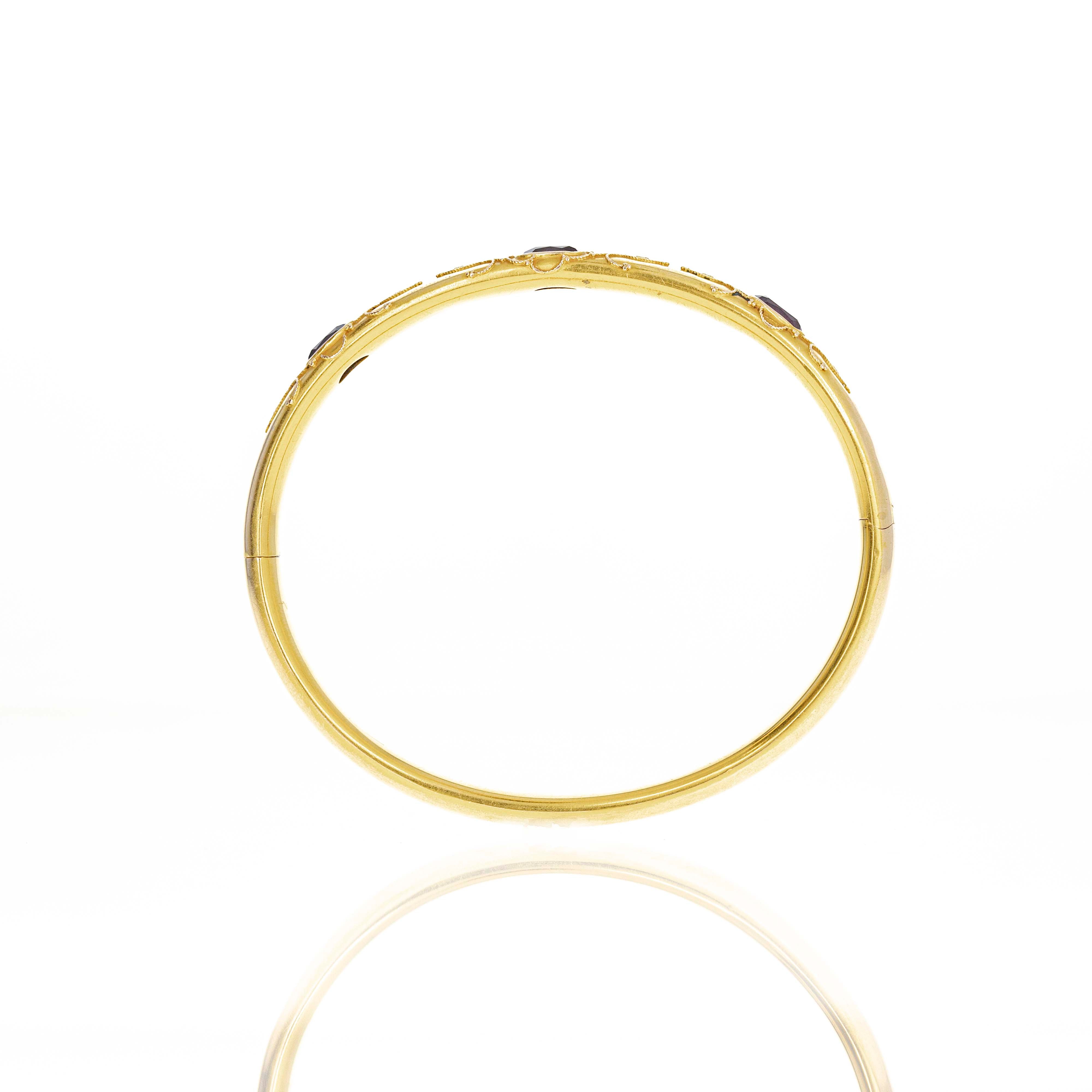 Victorian 14K Yellow Gold 2 Carat Amethyst Bangle - Queen May