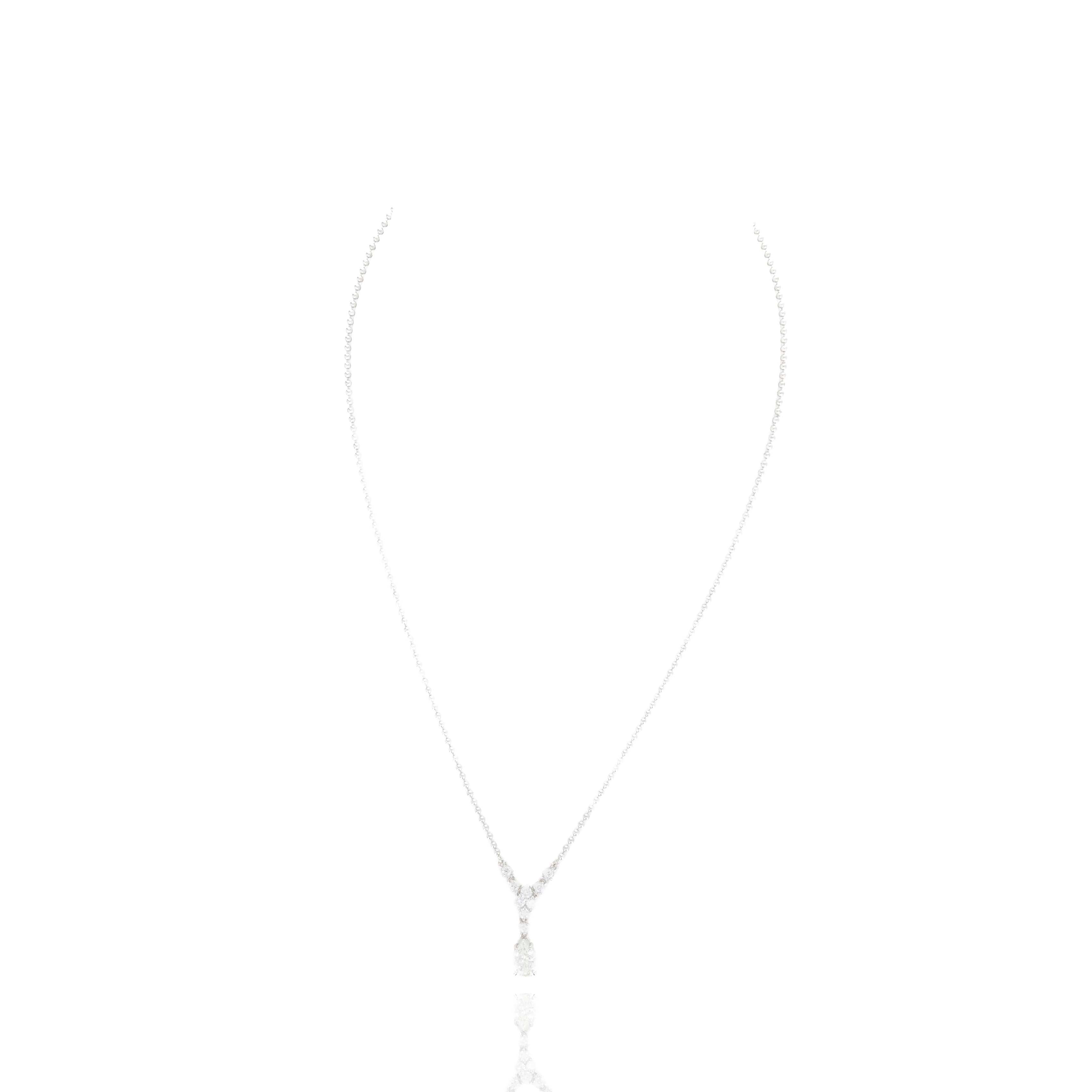 Platinum 0.75 Carat Pear Diamond Drop Necklace - Queen May