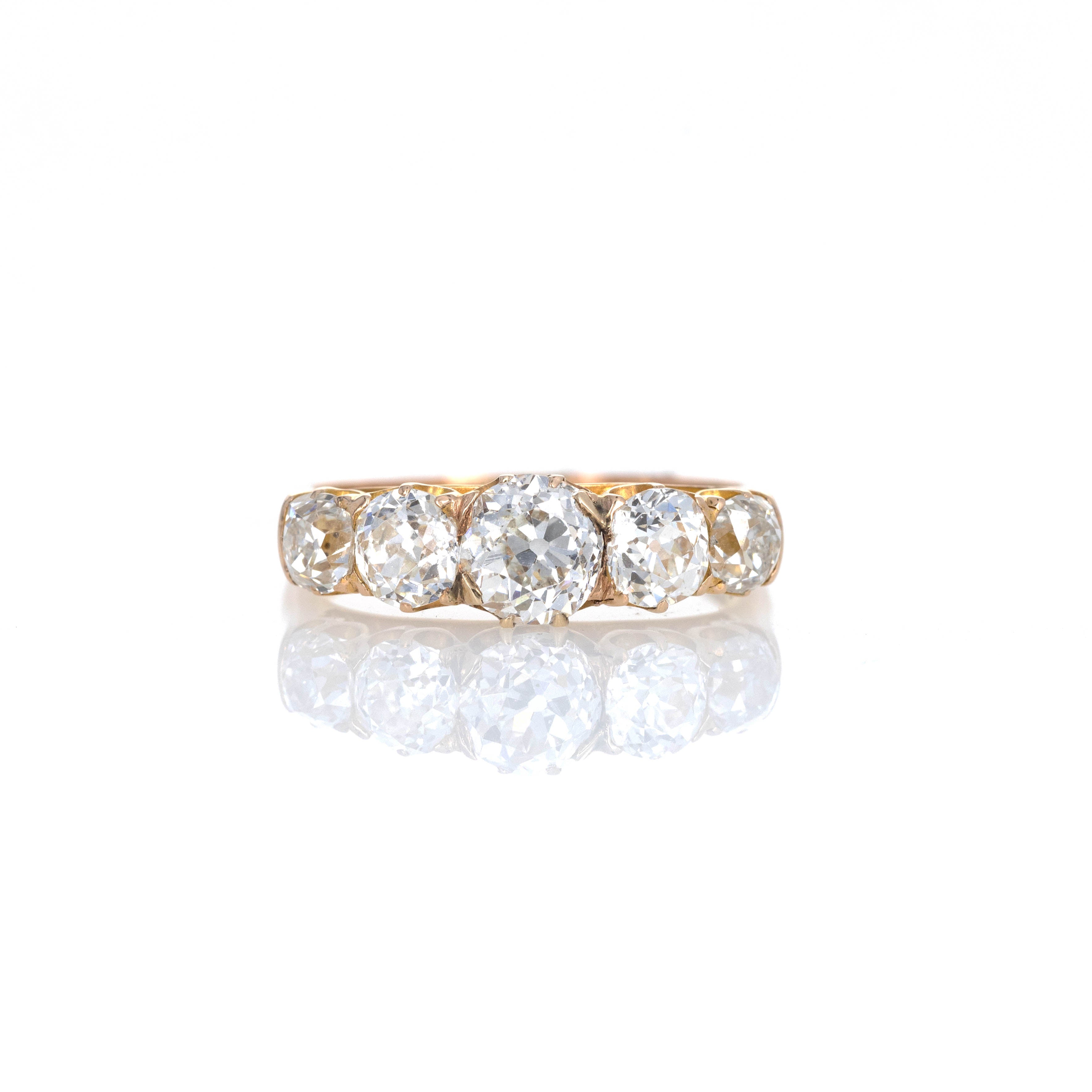 Victorian 2.83 Carat Old European Diamond Five Stone Ring - Queen May