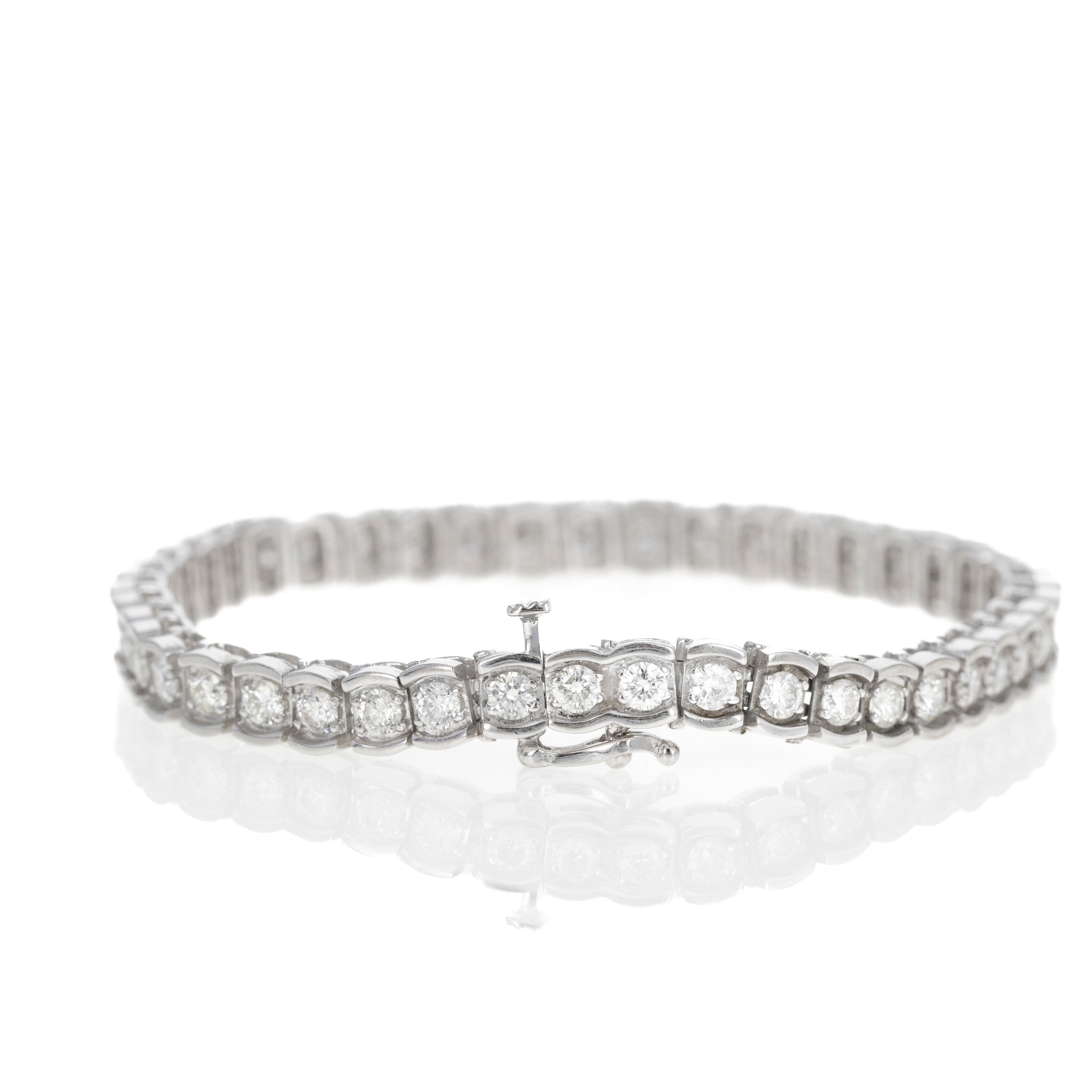 Vintage 14K White Gold 4.5 Carat Channel Set Tennis Bracelet - Queen May