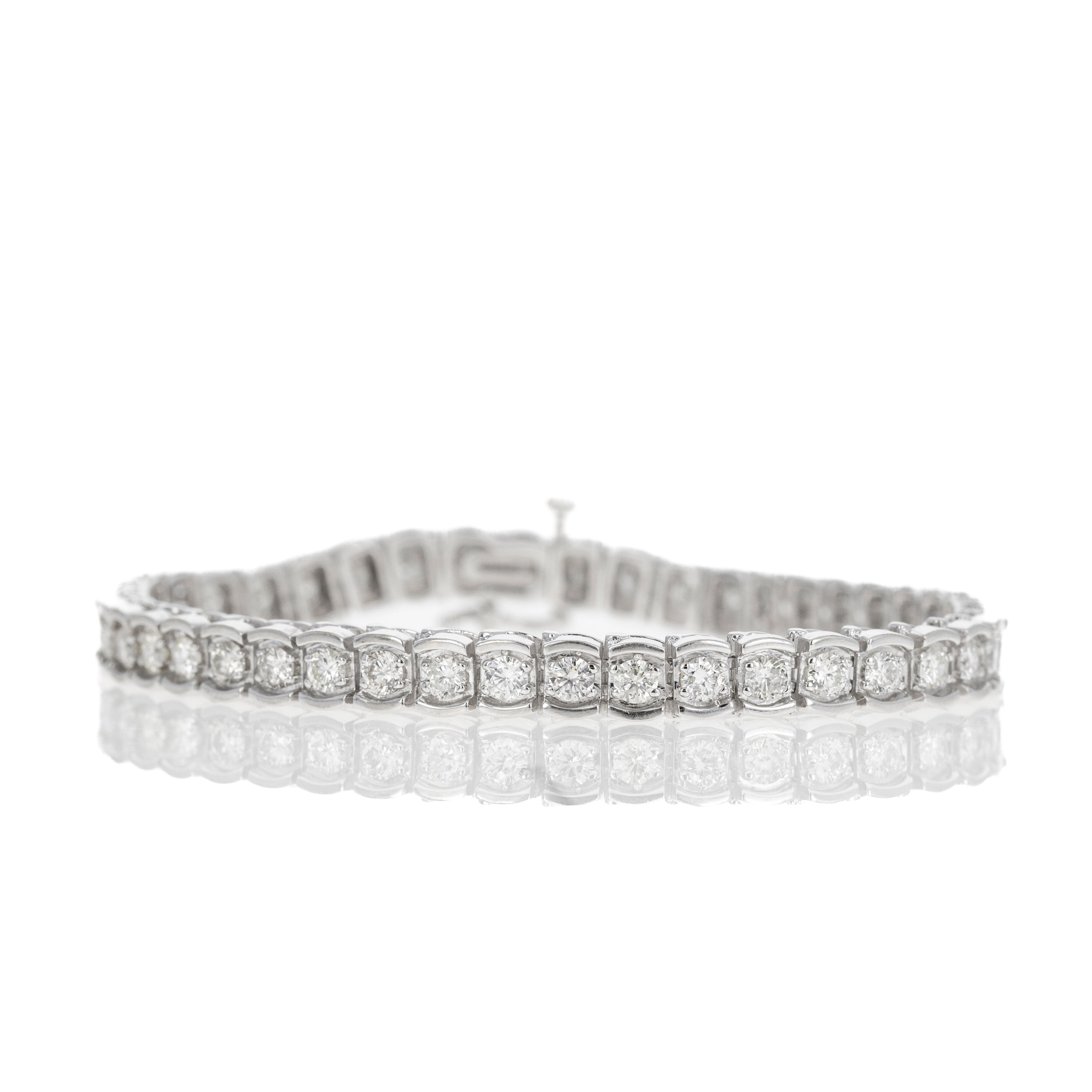Vintage 14K White Gold 4.5 Carat Channel Set Tennis Bracelet - Queen May