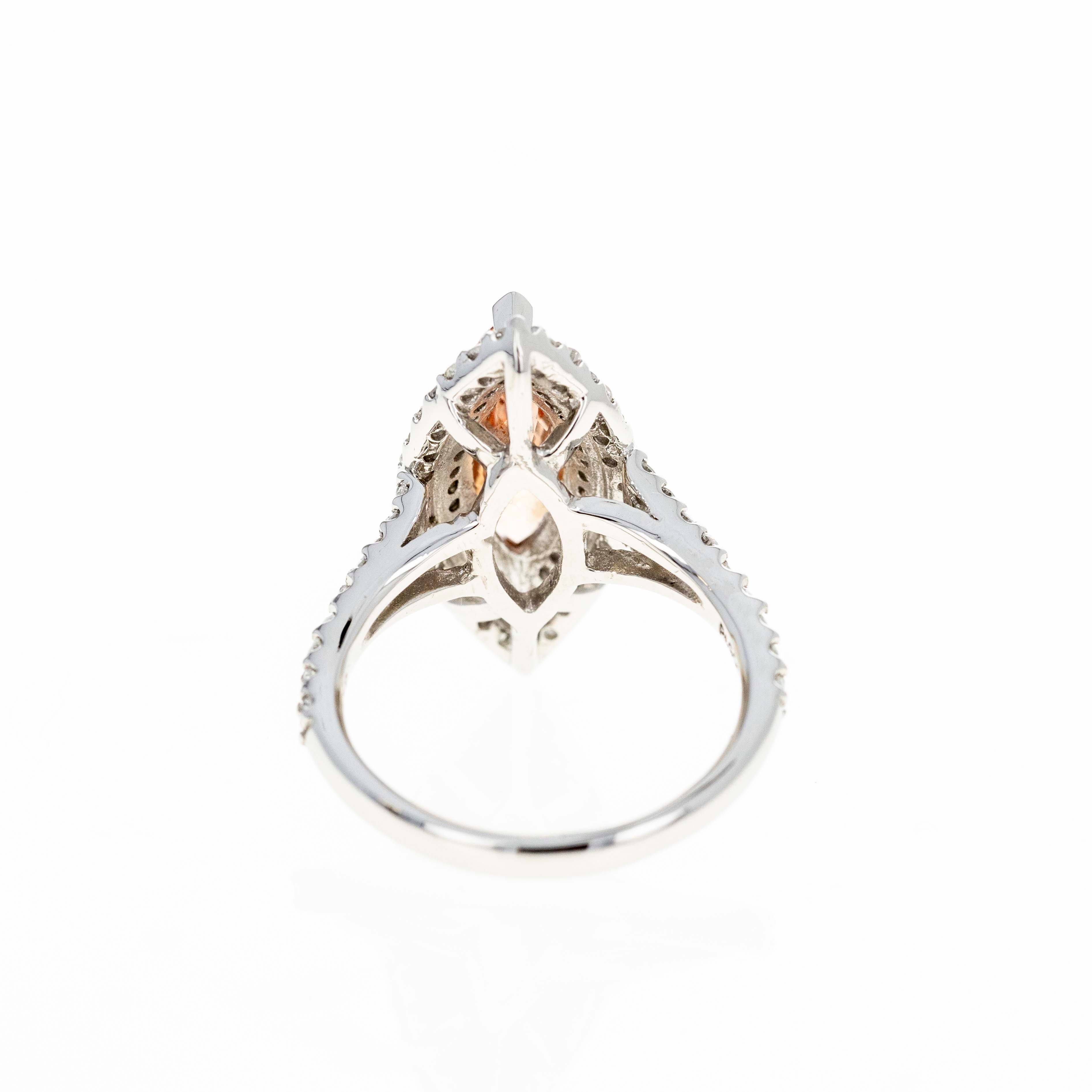 Platinum 2.75 Carat No Heat Padparascha Sapphire Diamond Halo Ring - Queen May