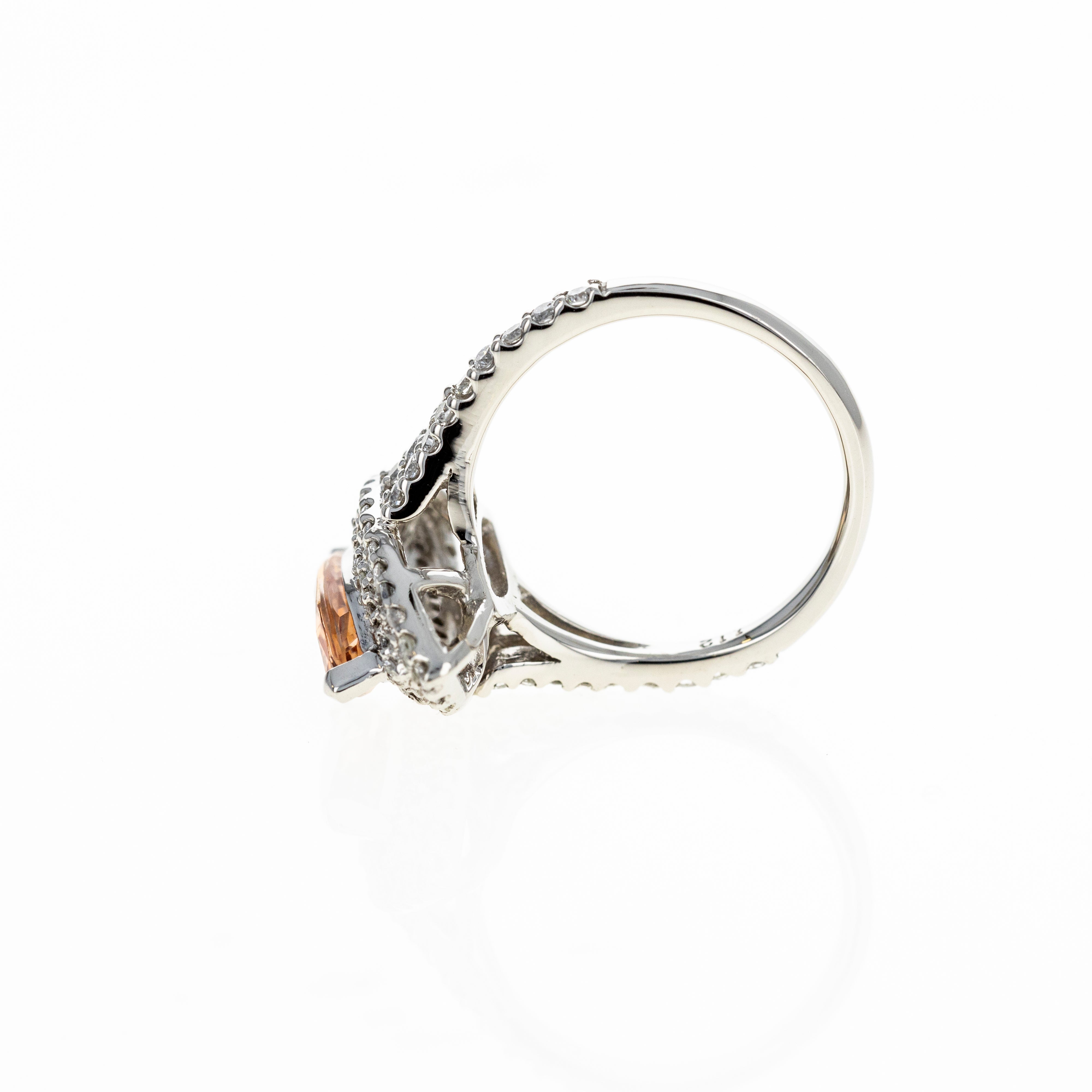 Platinum 2.75 Carat No Heat Padparascha Sapphire Diamond Halo Ring - Queen May