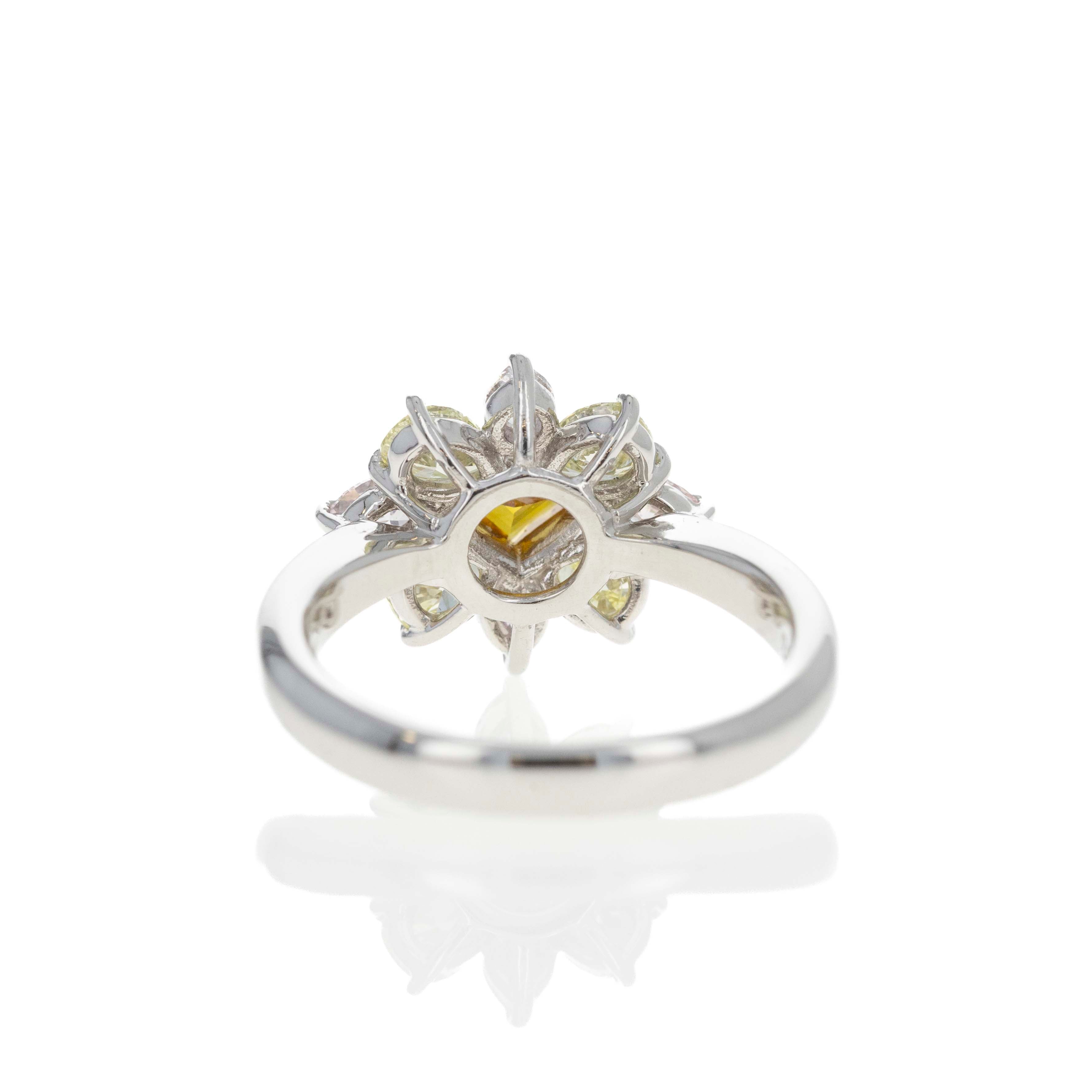 Platinum 0.52 Carat Fancy Orange Kite Diamond Halo Ring - Queen May