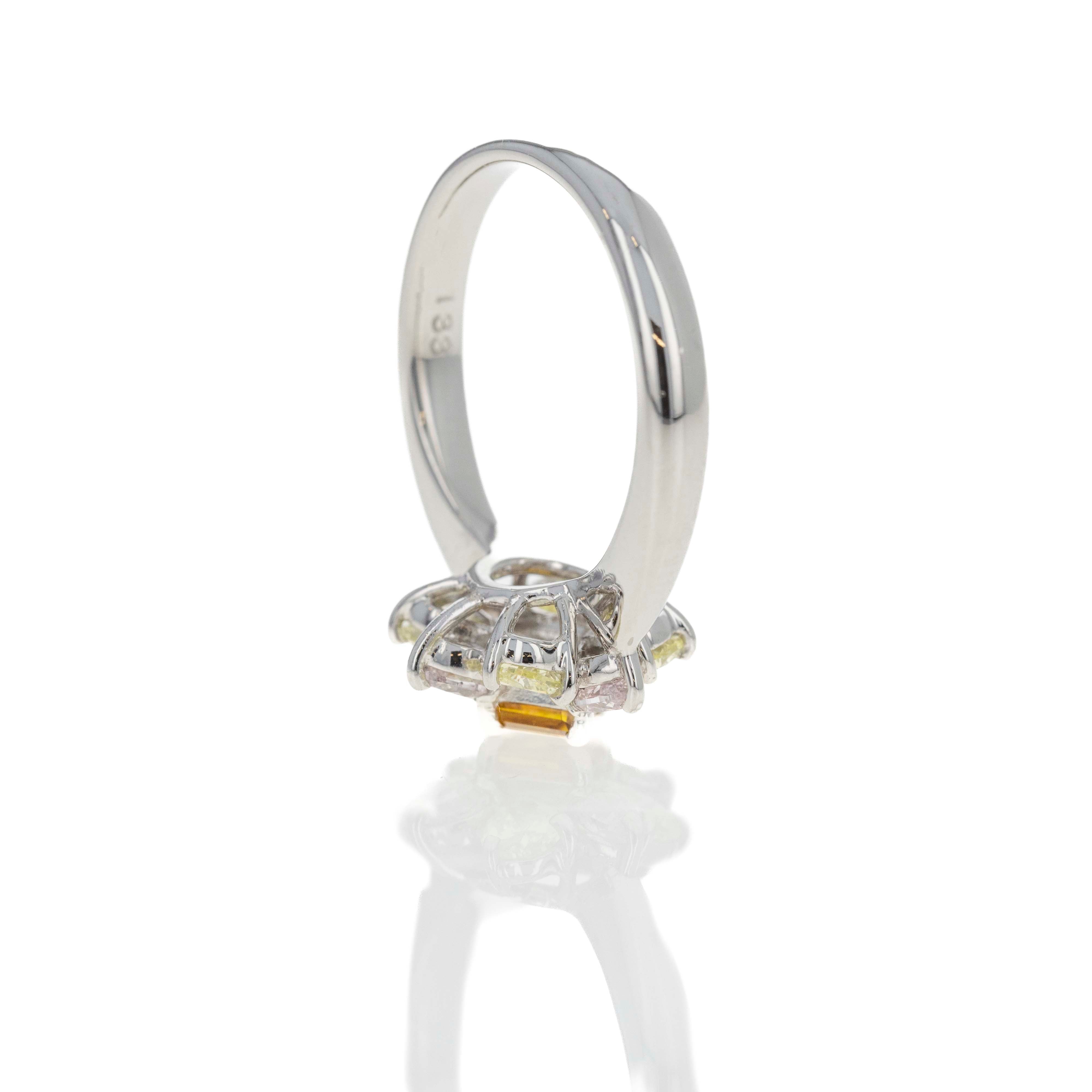 Platinum 0.52 Carat Fancy Orange Kite Diamond Halo Ring - Queen May