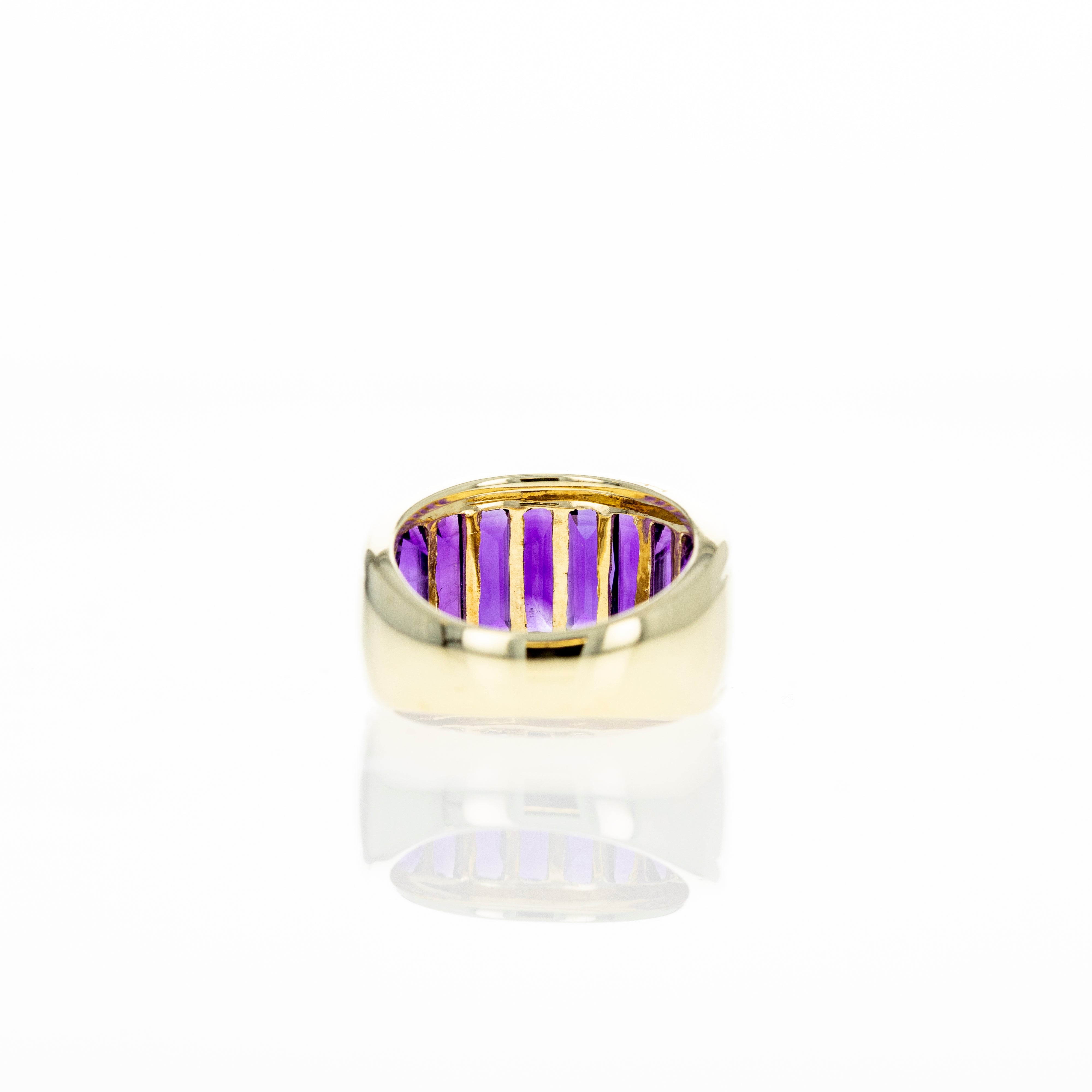 14K Yellow Gold 4 Carat Amethyst Chunky Band - Queen May