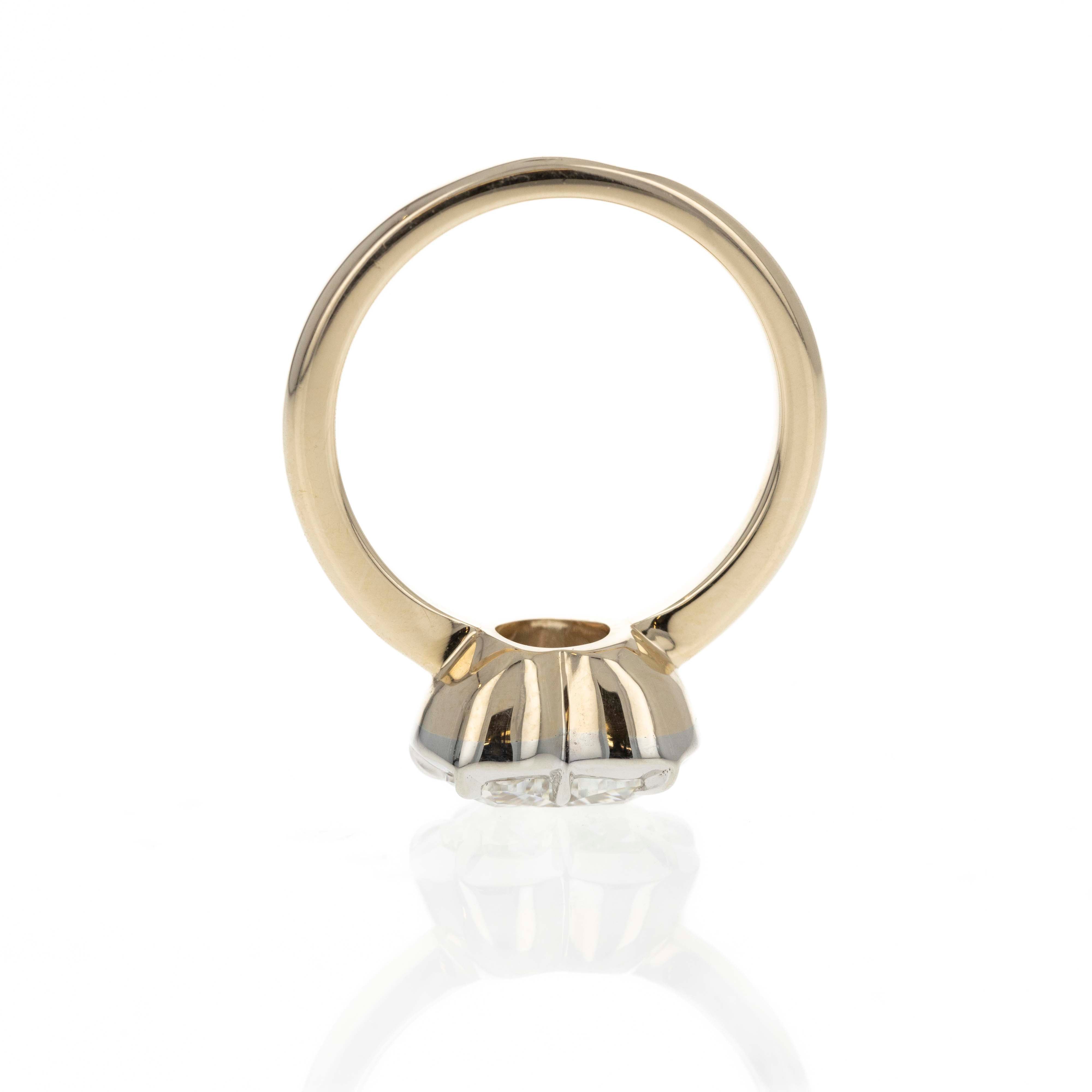 Lab Grown 2.01 Carat Heart Diamond Bezel Two Tone Ring - Queen May