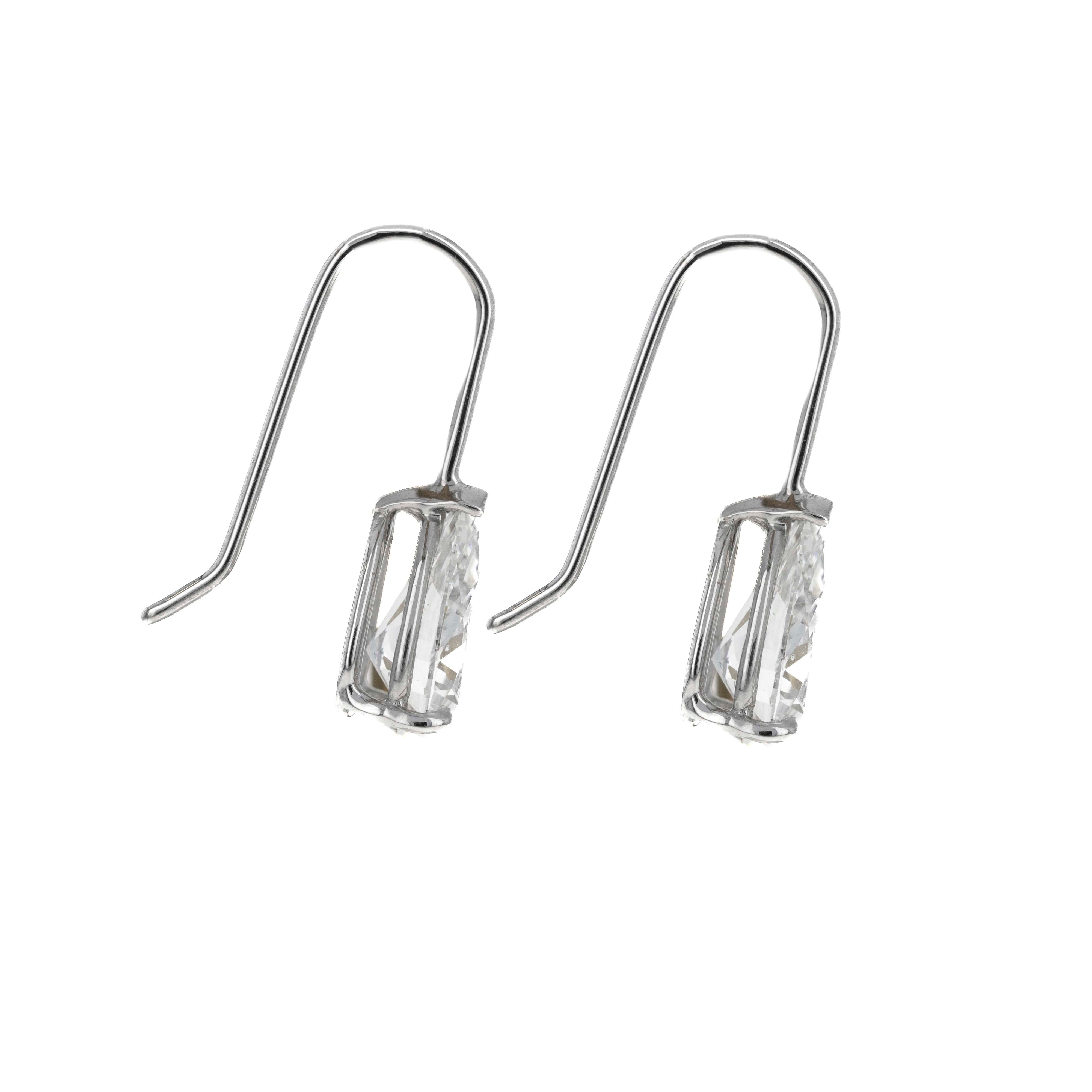 14K White Gold Lab Grown 4.08 Carat Pear Diamond Drop Earrings - Queen May