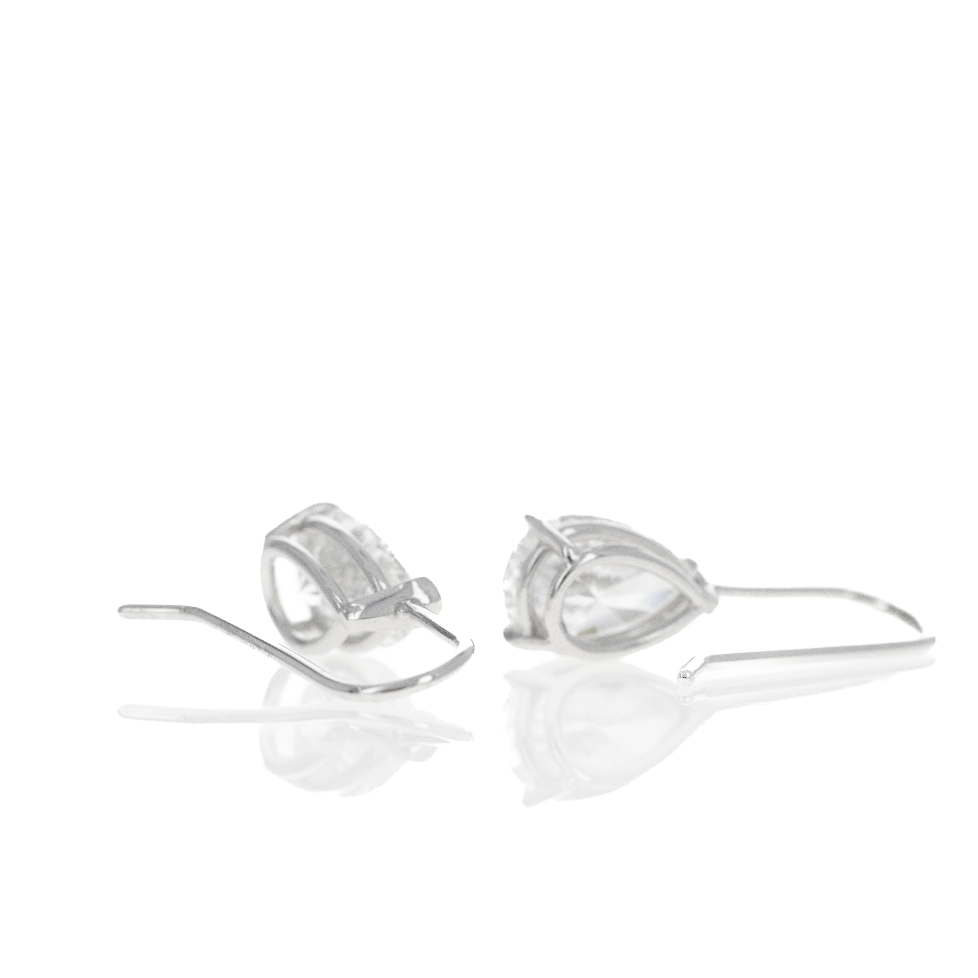 14K White Gold Lab Grown 4.08 Carat Pear Diamond Drop Earrings - Queen May