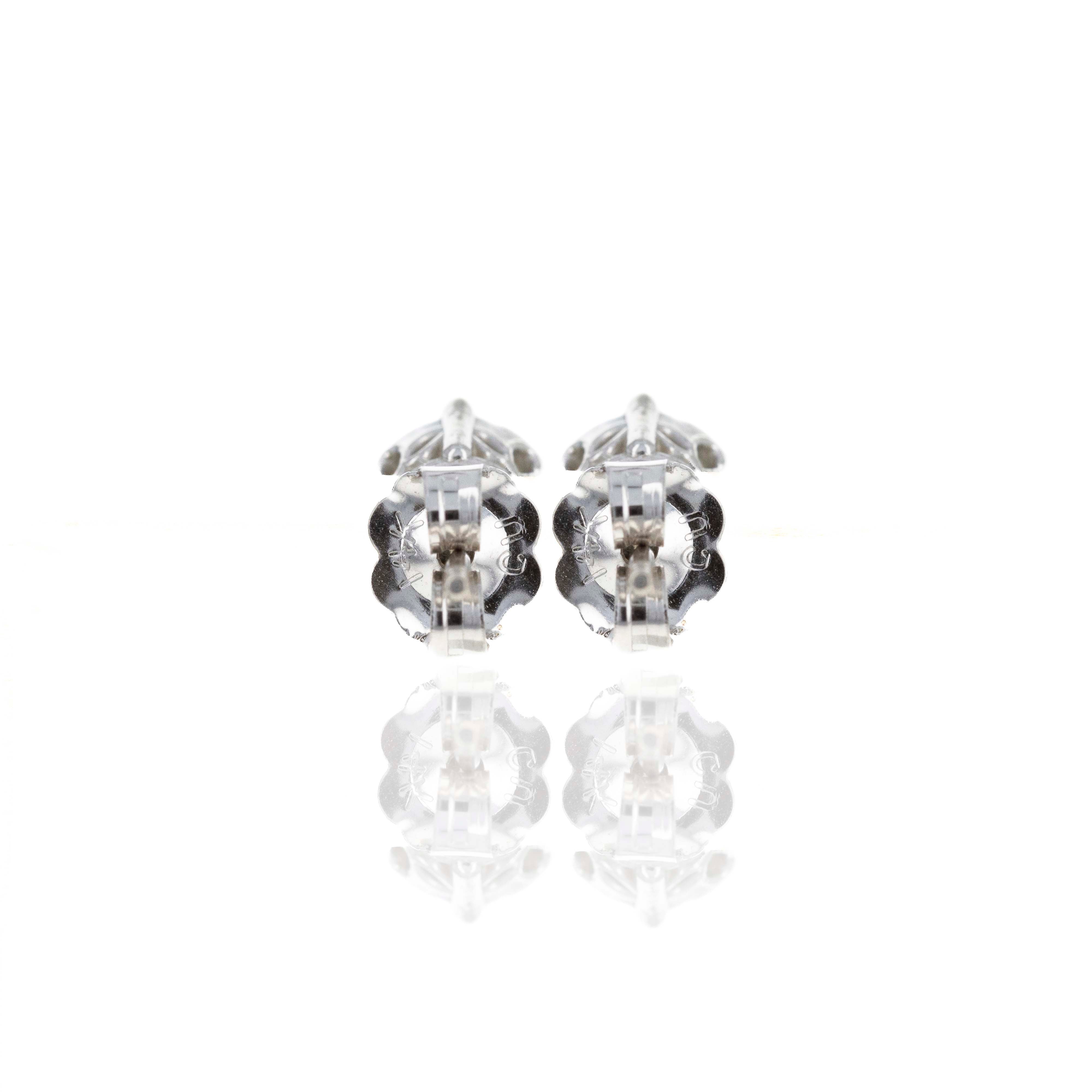 14K White Gold 2 Carat Diamond Four Prong Stud Earrings - Queen May