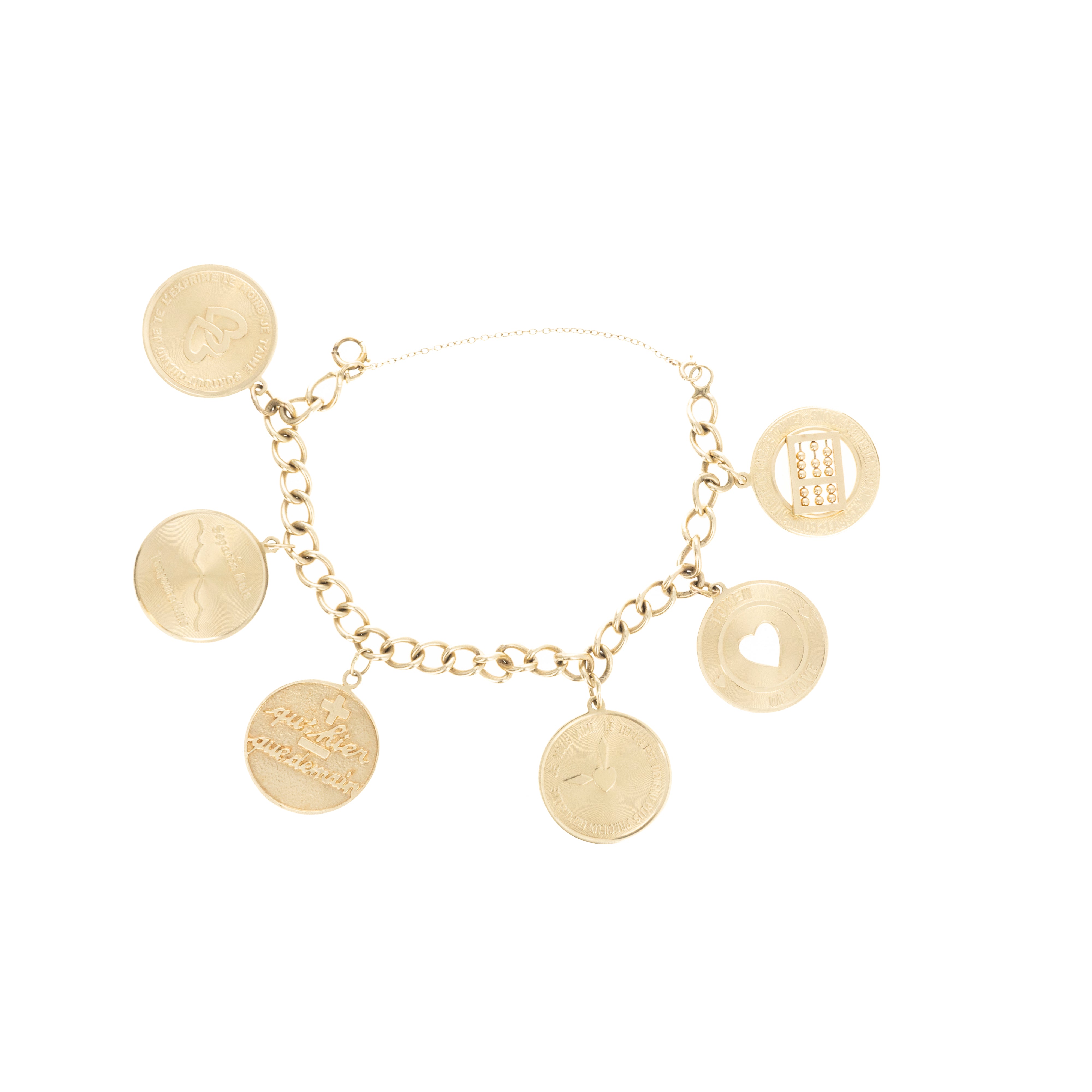 14K Vintage French Love Token Bracelet - Queen May