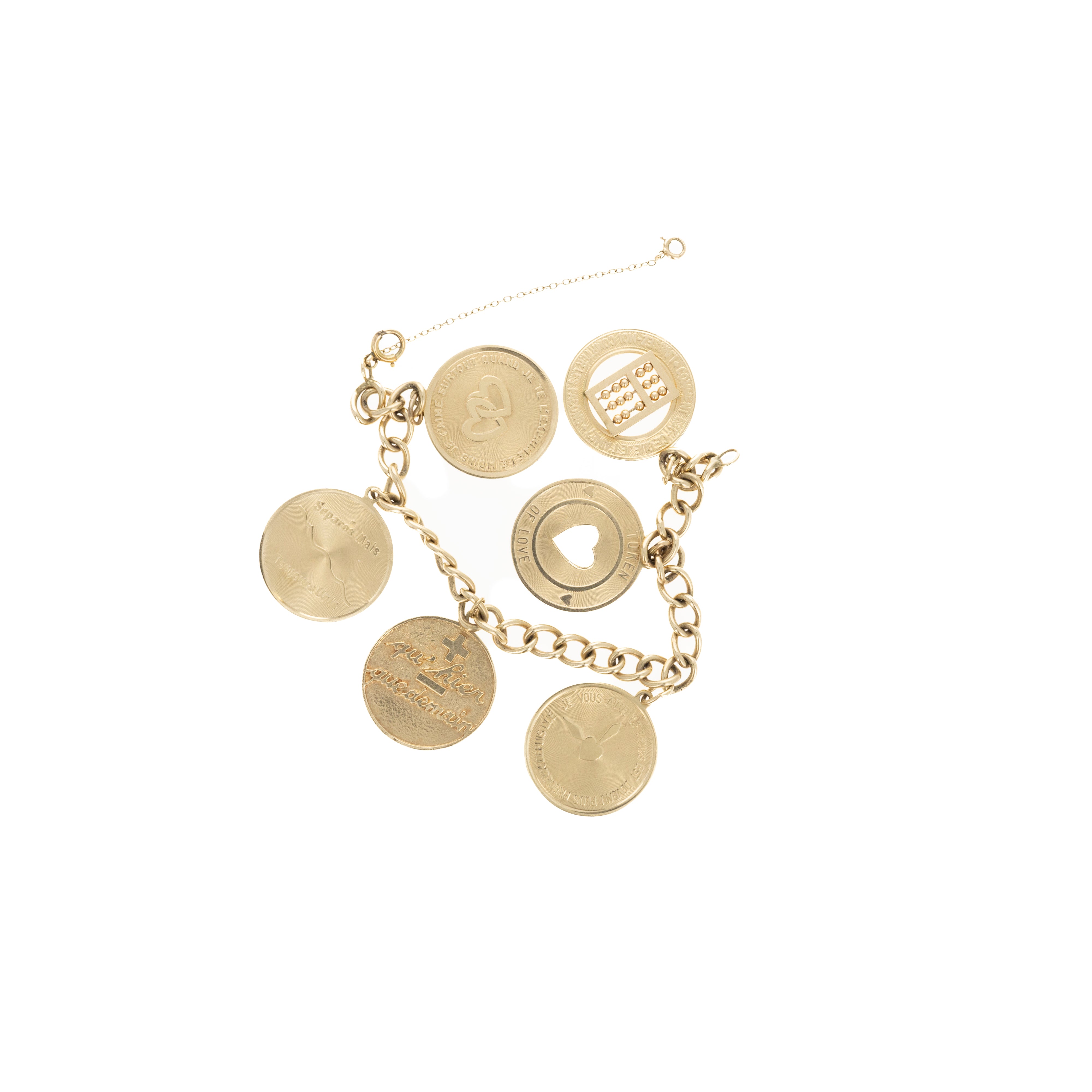 14K Vintage French Love Token Bracelet - Queen May