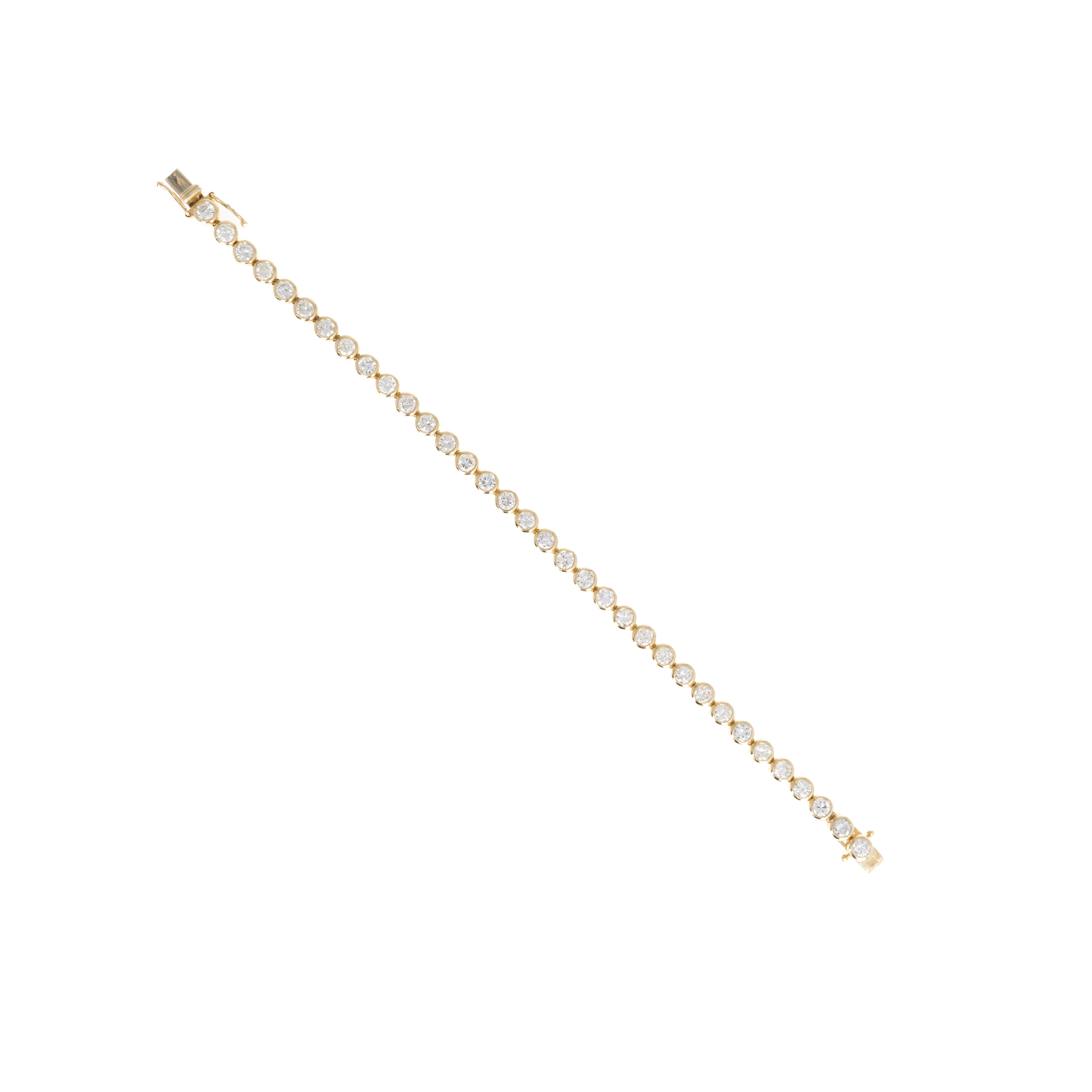 14K Yellow Gold 5.48 Carat Round Diamond Bezel Tennis Bracelet - Queen May