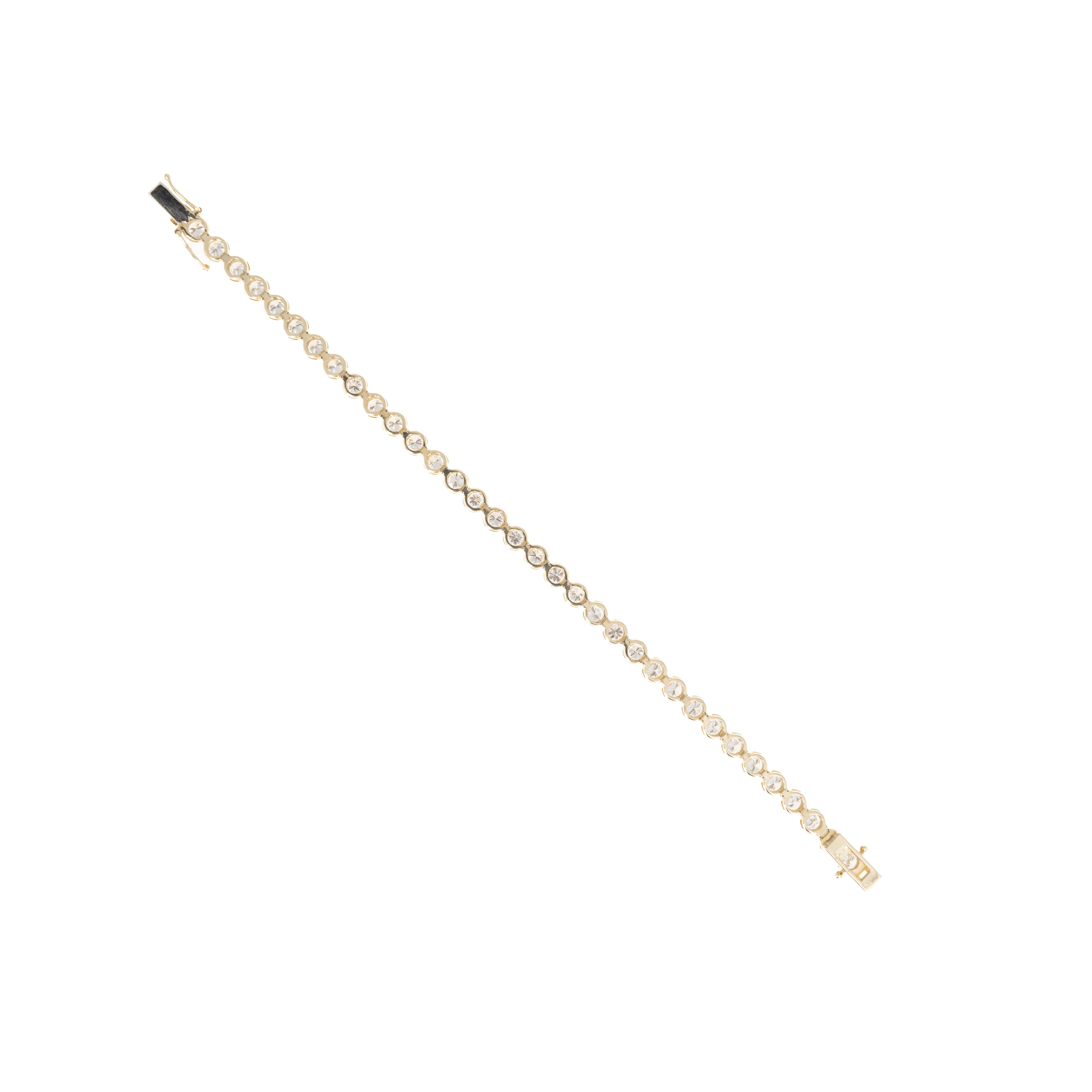 14K Yellow Gold 5.48 Carat Round Diamond Bezel Tennis Bracelet - Queen May