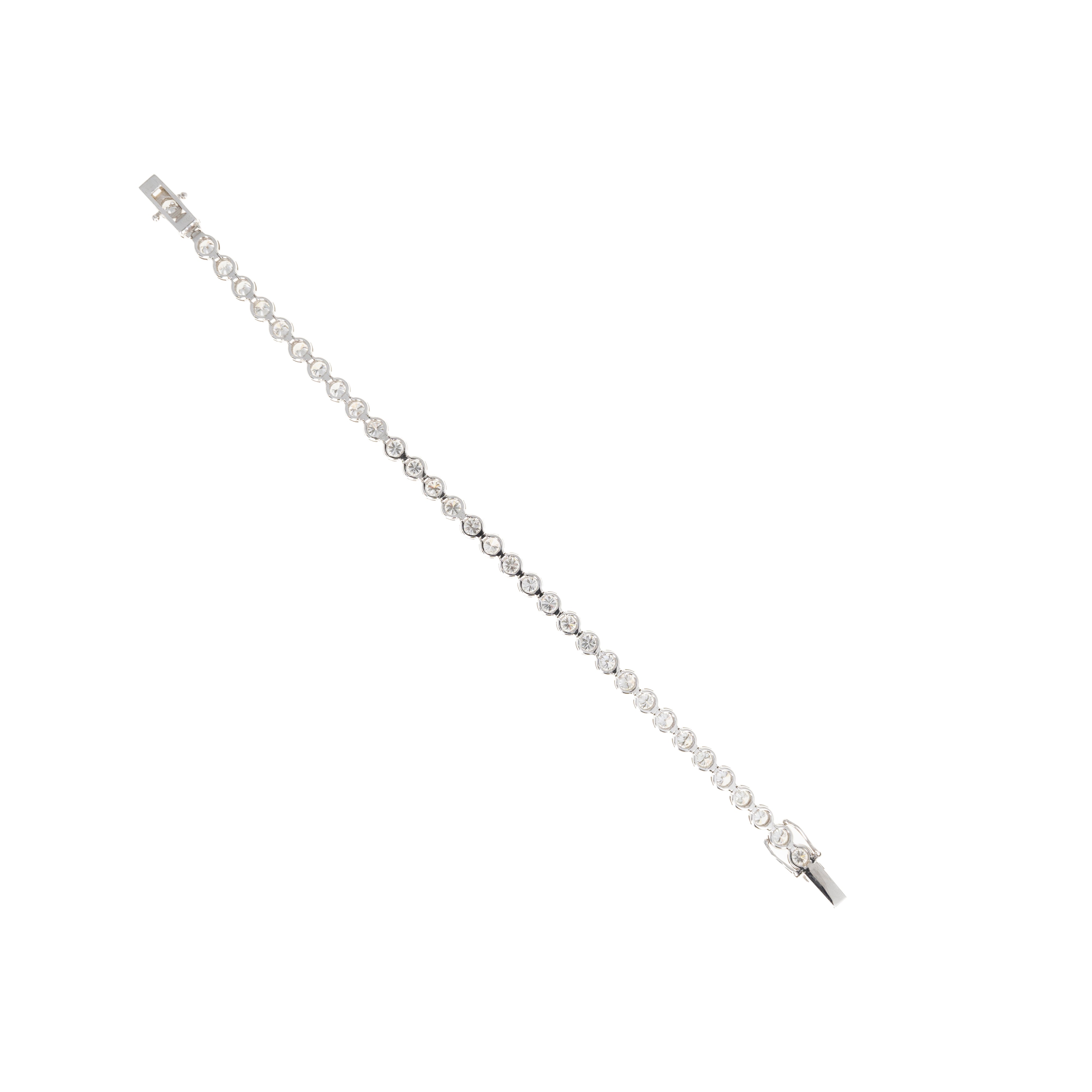 14K White Gold 5.50 Carat Round Diamond Bezel Tennis Bracelet - Queen May