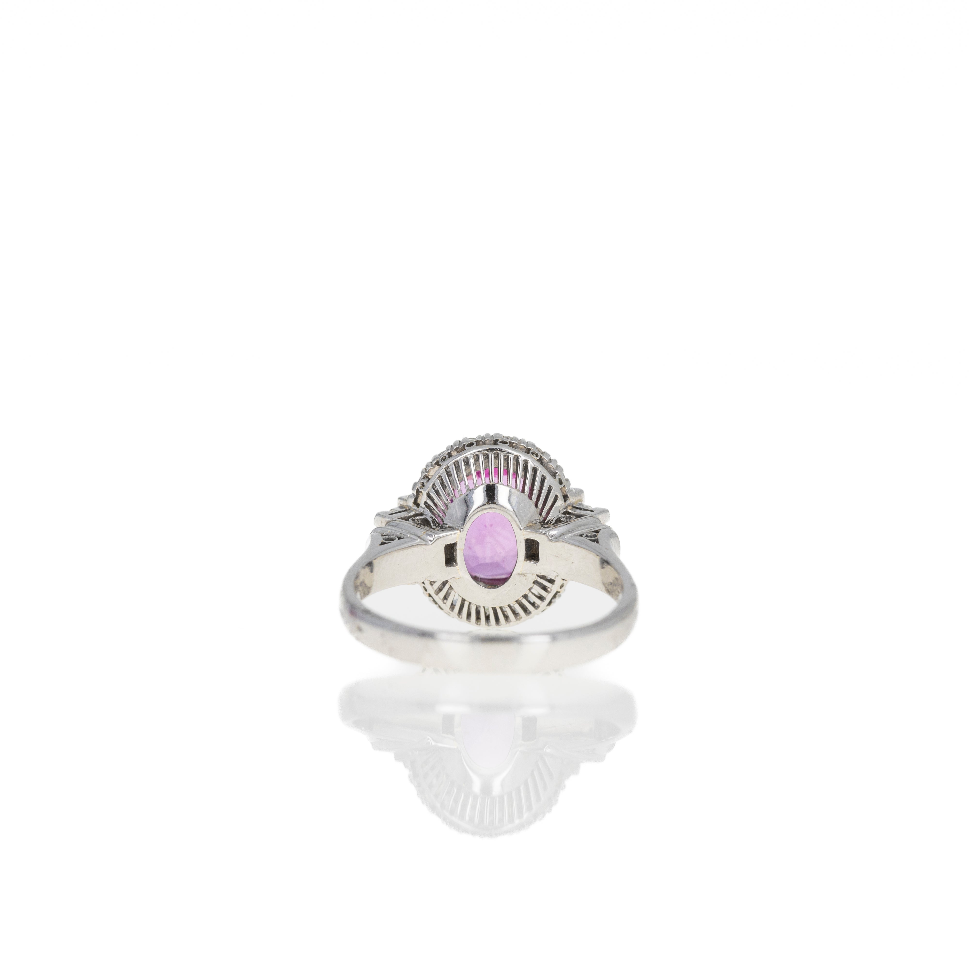 1.31 Carat Cushion Pink Sapphire Diamond Ring - Queen May
