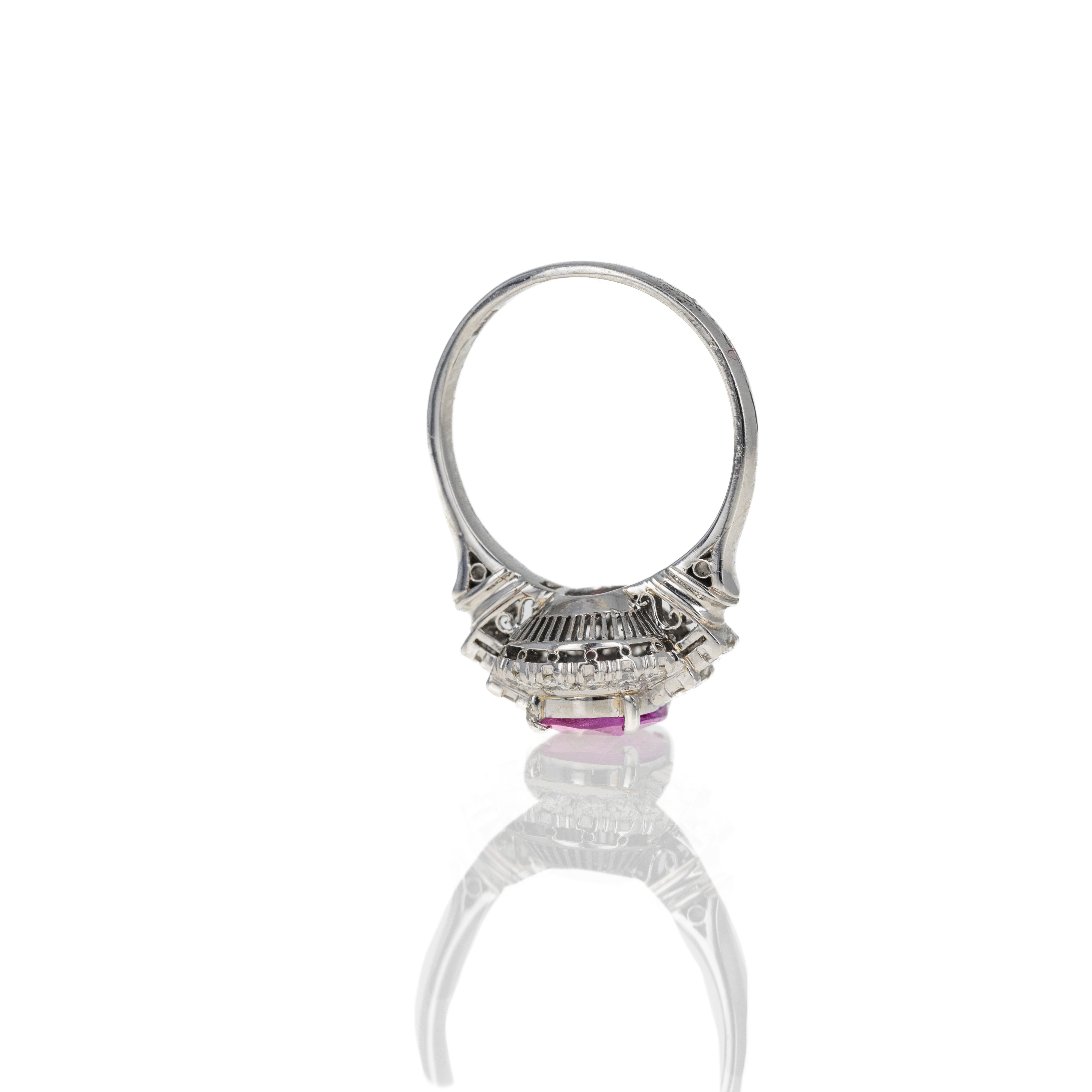 1.31 Carat Cushion Pink Sapphire Diamond Ring - Queen May