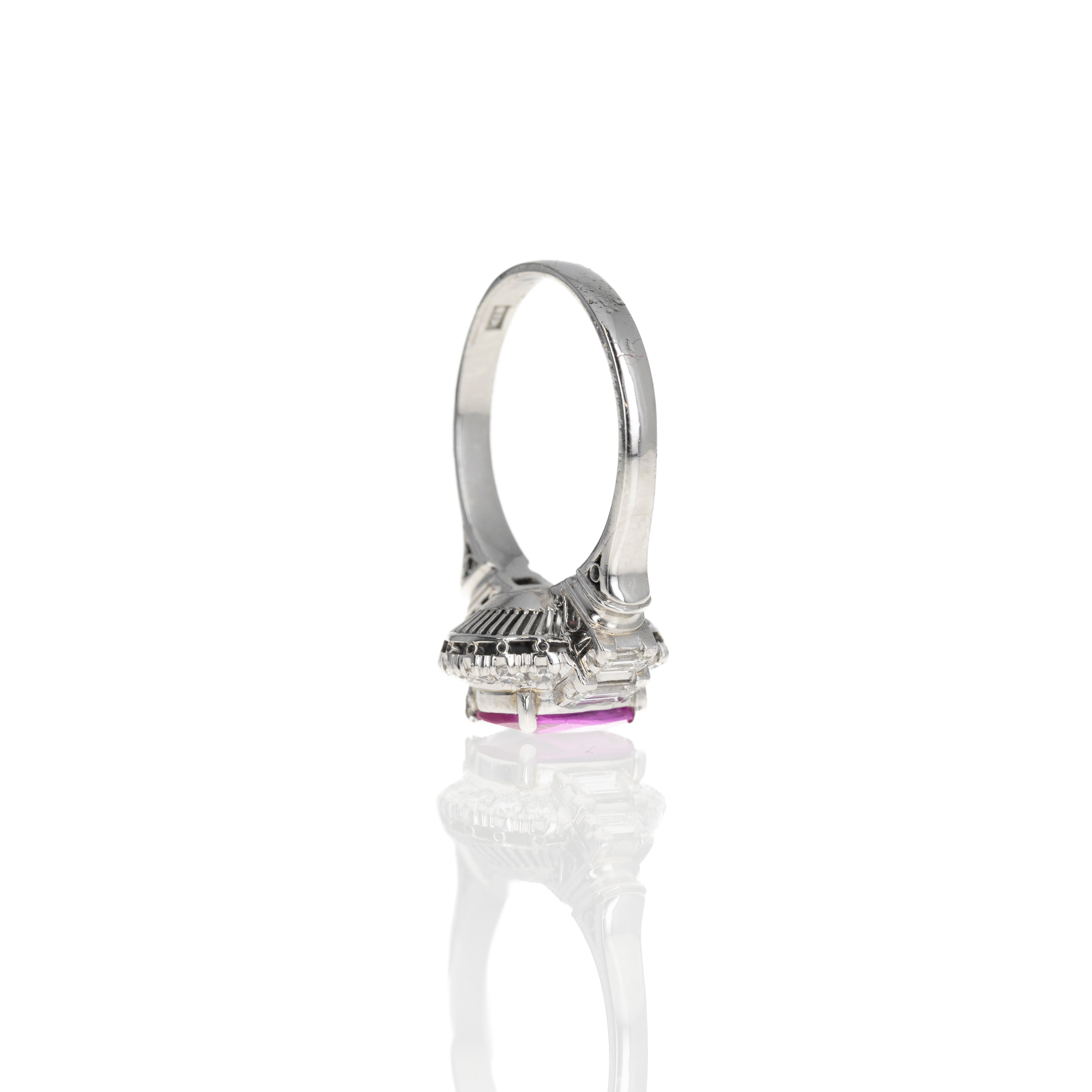 1.31 Carat Cushion Pink Sapphire Diamond Ring - Queen May