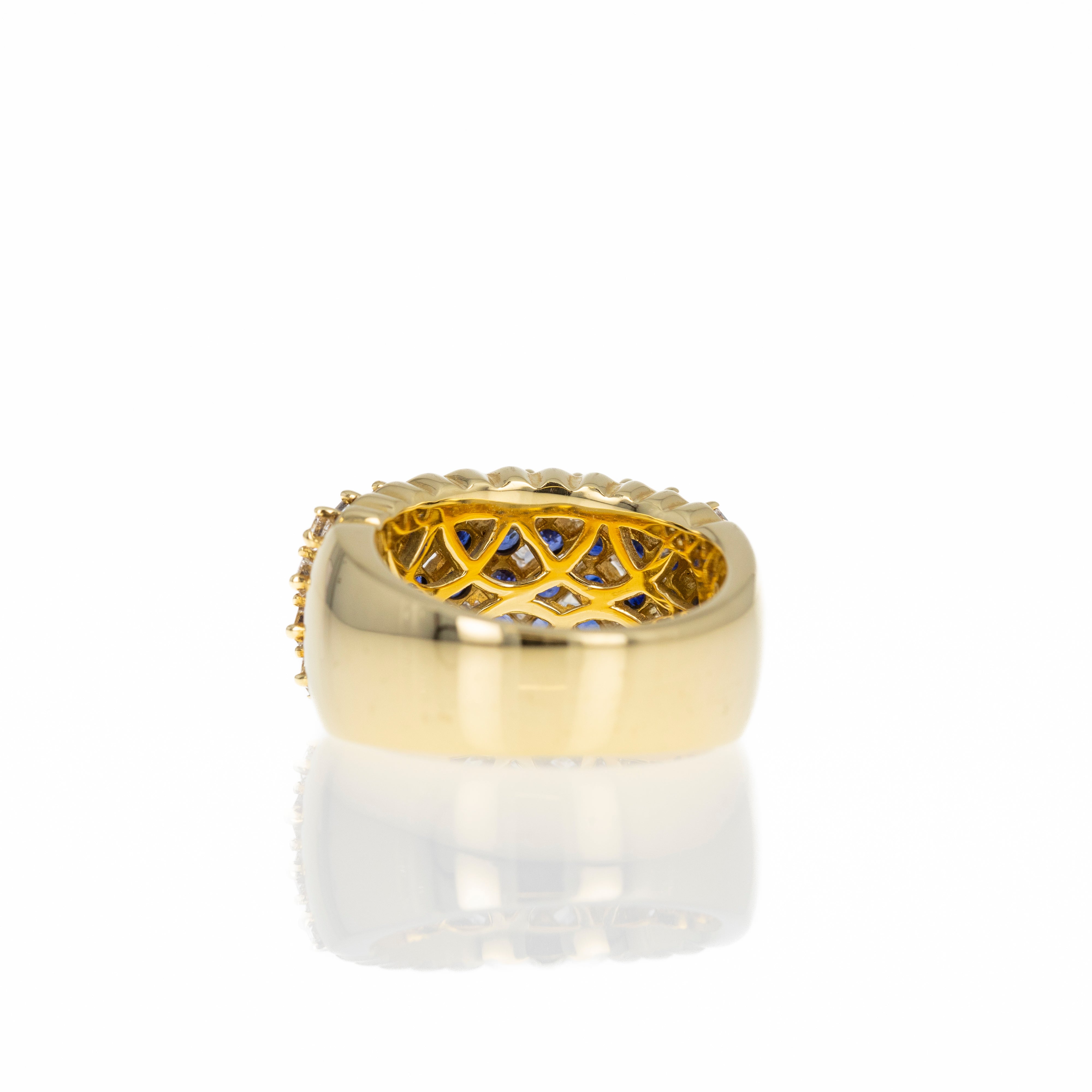 Retro Asscher Diamond Natural Sapphire Pave Wide Band - Queen May