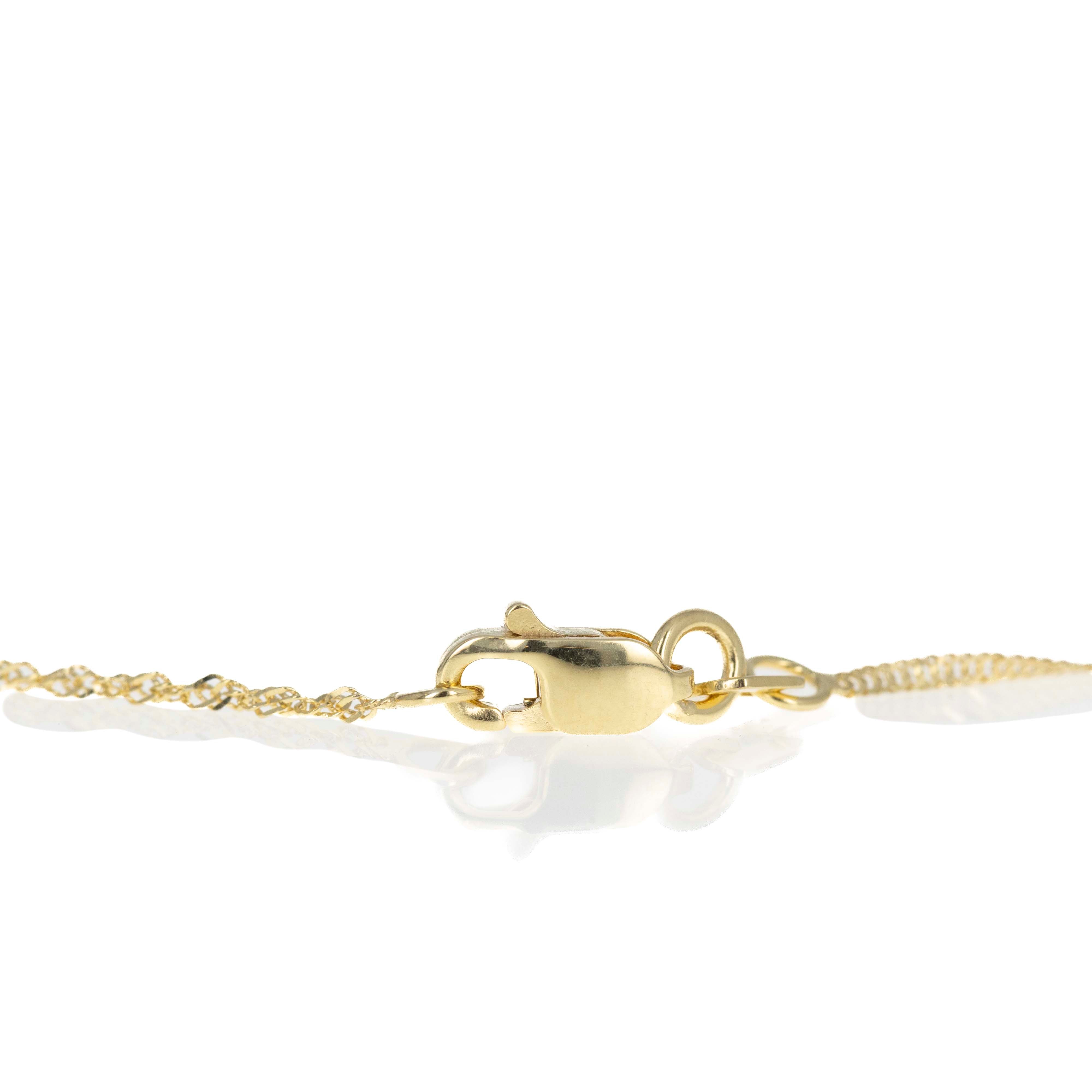14K Yellow Gold 1.1mm Singapore Chain Stackable Bracelet - Queen May