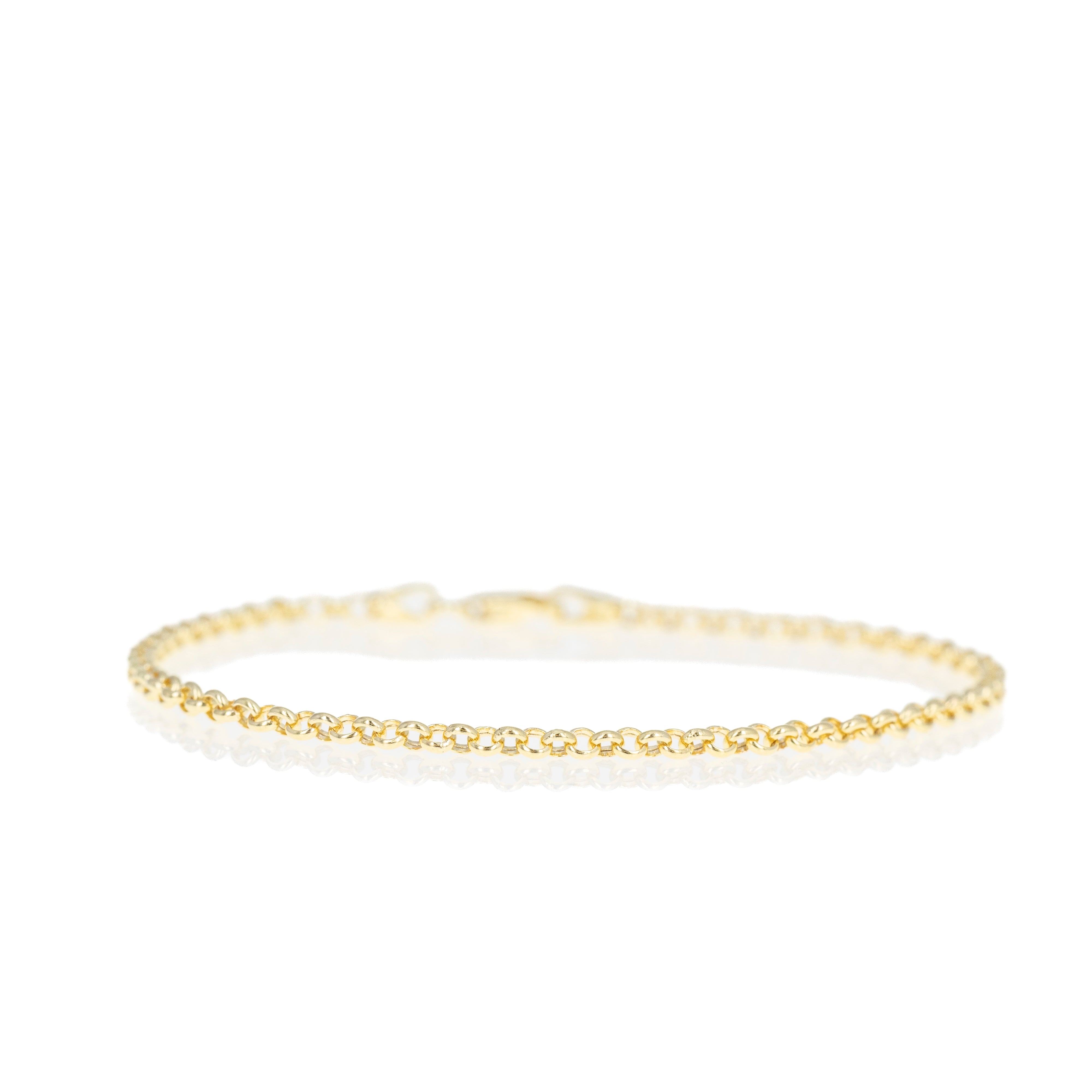 14K Yellow Gold 2.5mm Hollow Rolo Chain Bracelet - Queen May