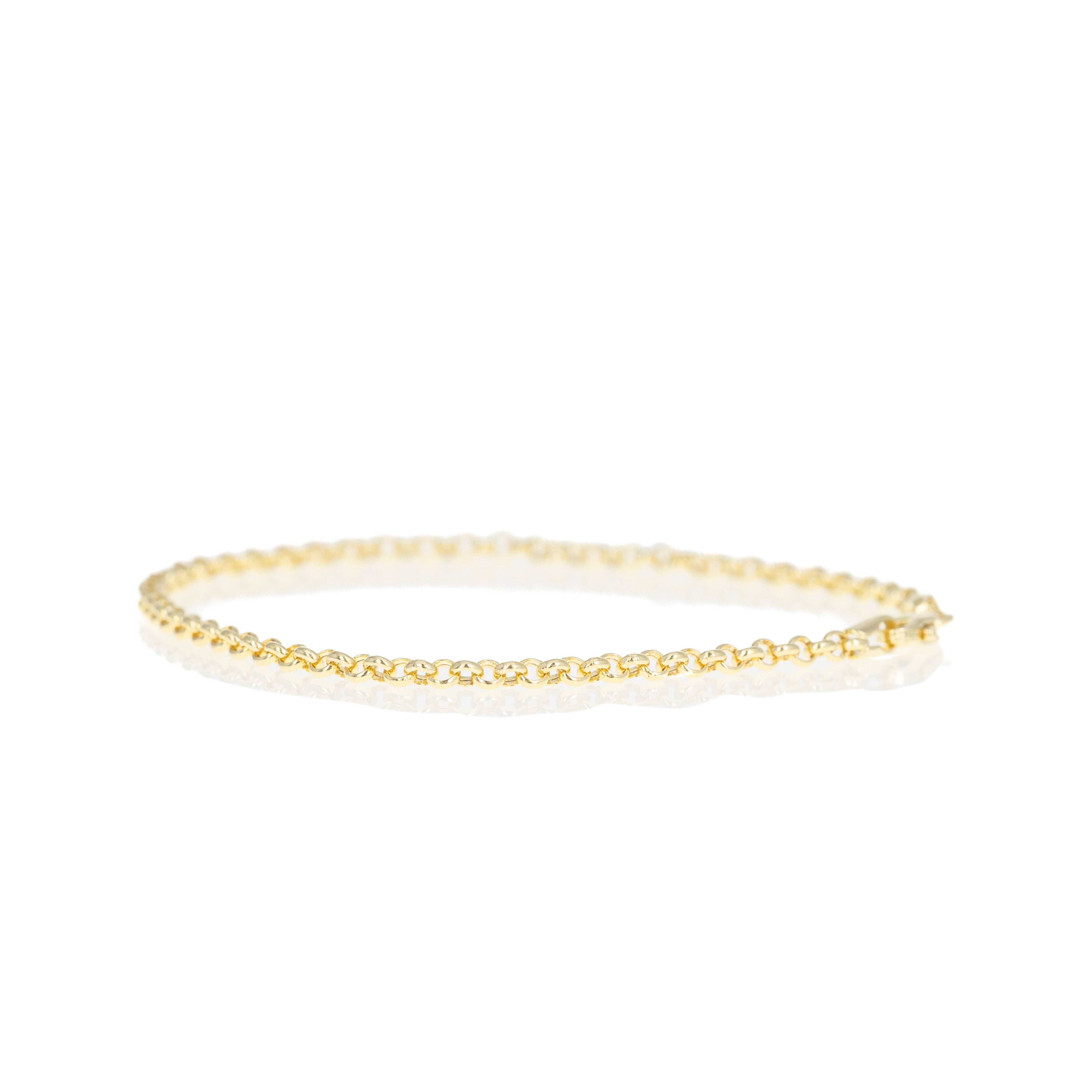 14K Yellow Gold 2.5mm Hollow Rolo Chain Bracelet - Queen May