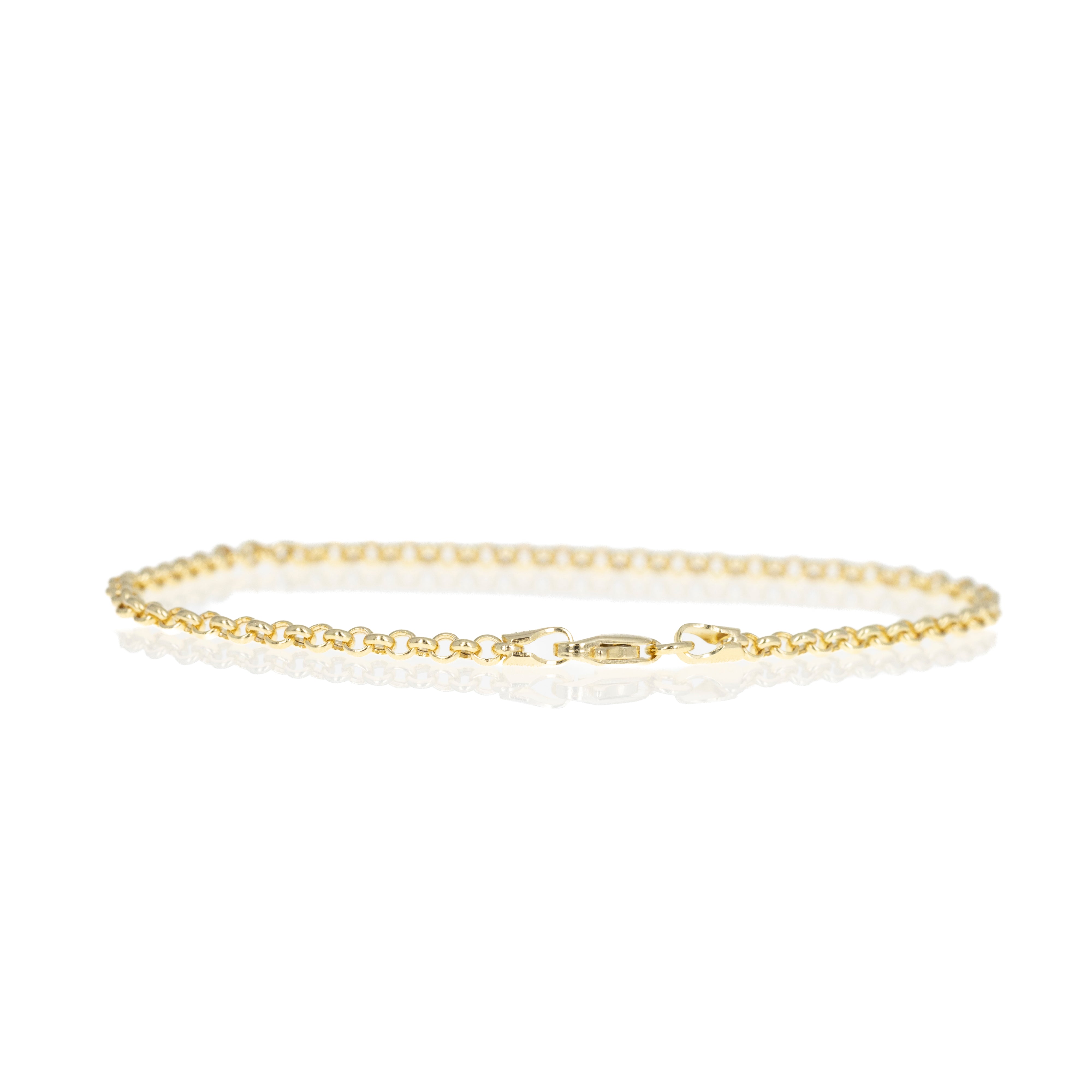 14K Yellow Gold 2.5mm Hollow Rolo Chain Bracelet - Queen May