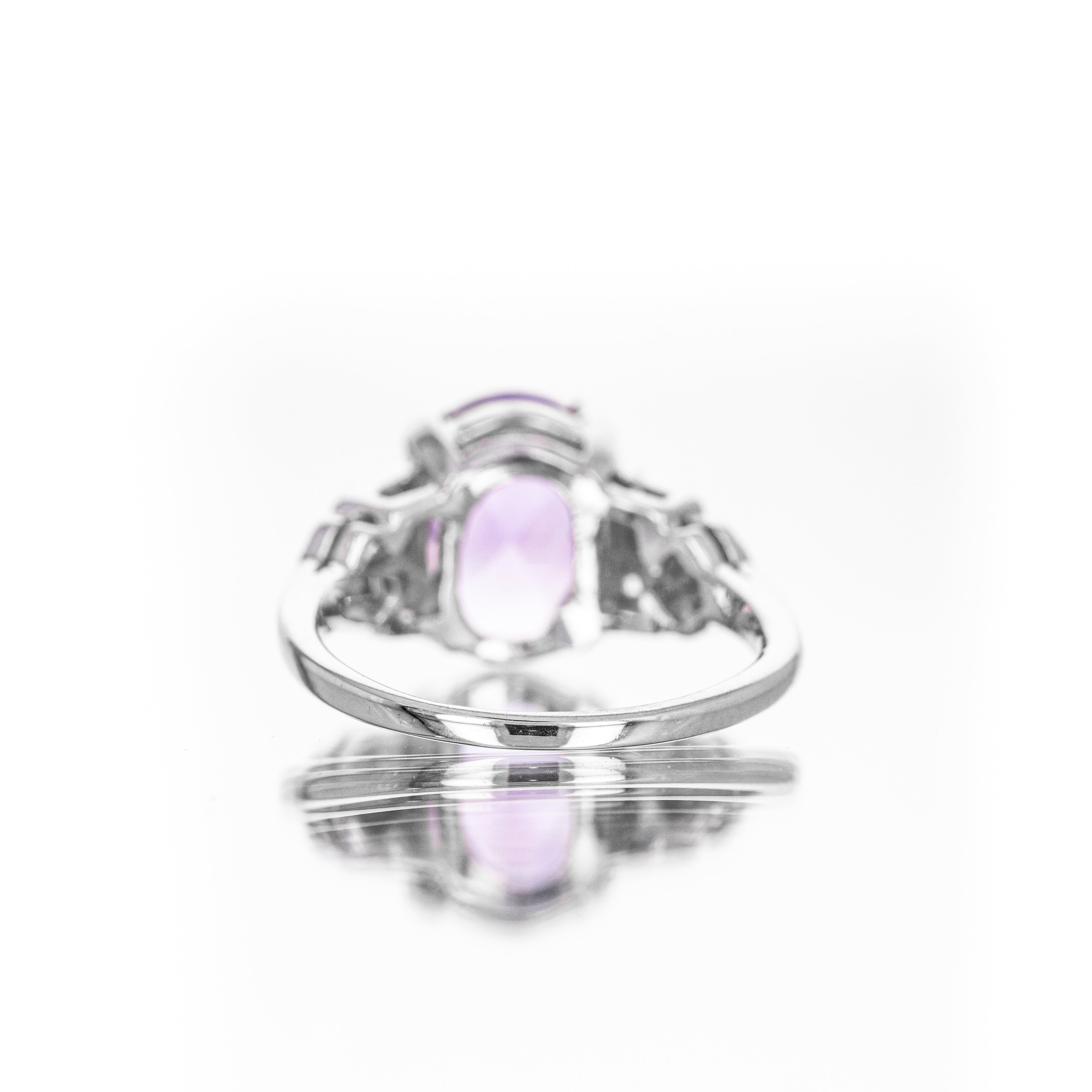 14K White Gold 2.5 Carat Amethyst Diamond Ring - Queen May