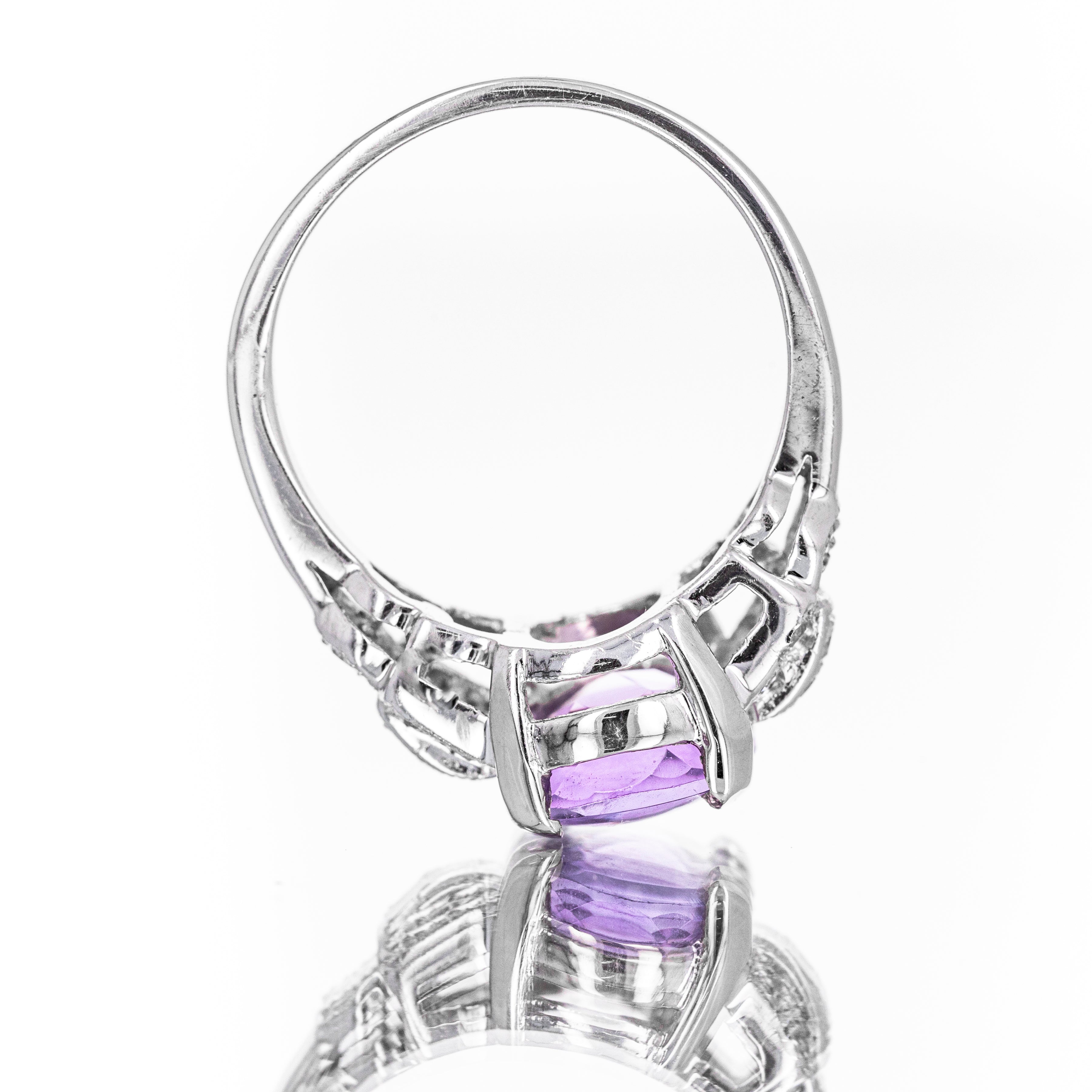 14K White Gold 2.5 Carat Amethyst Diamond Ring - Queen May
