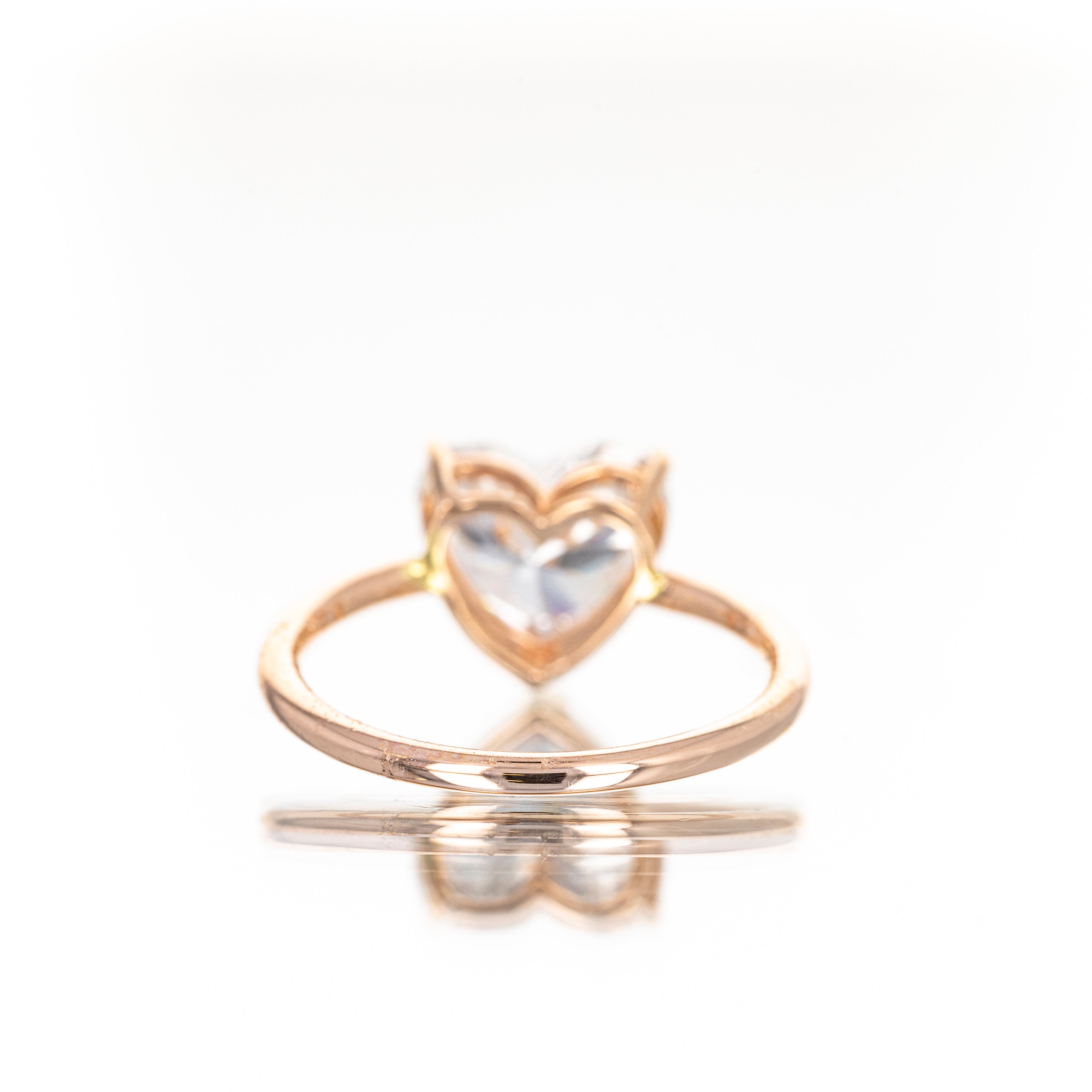 Lab Grown 14K Rose Gold 3.16 Carat Heart Diamond Engagement Ring - Queen May