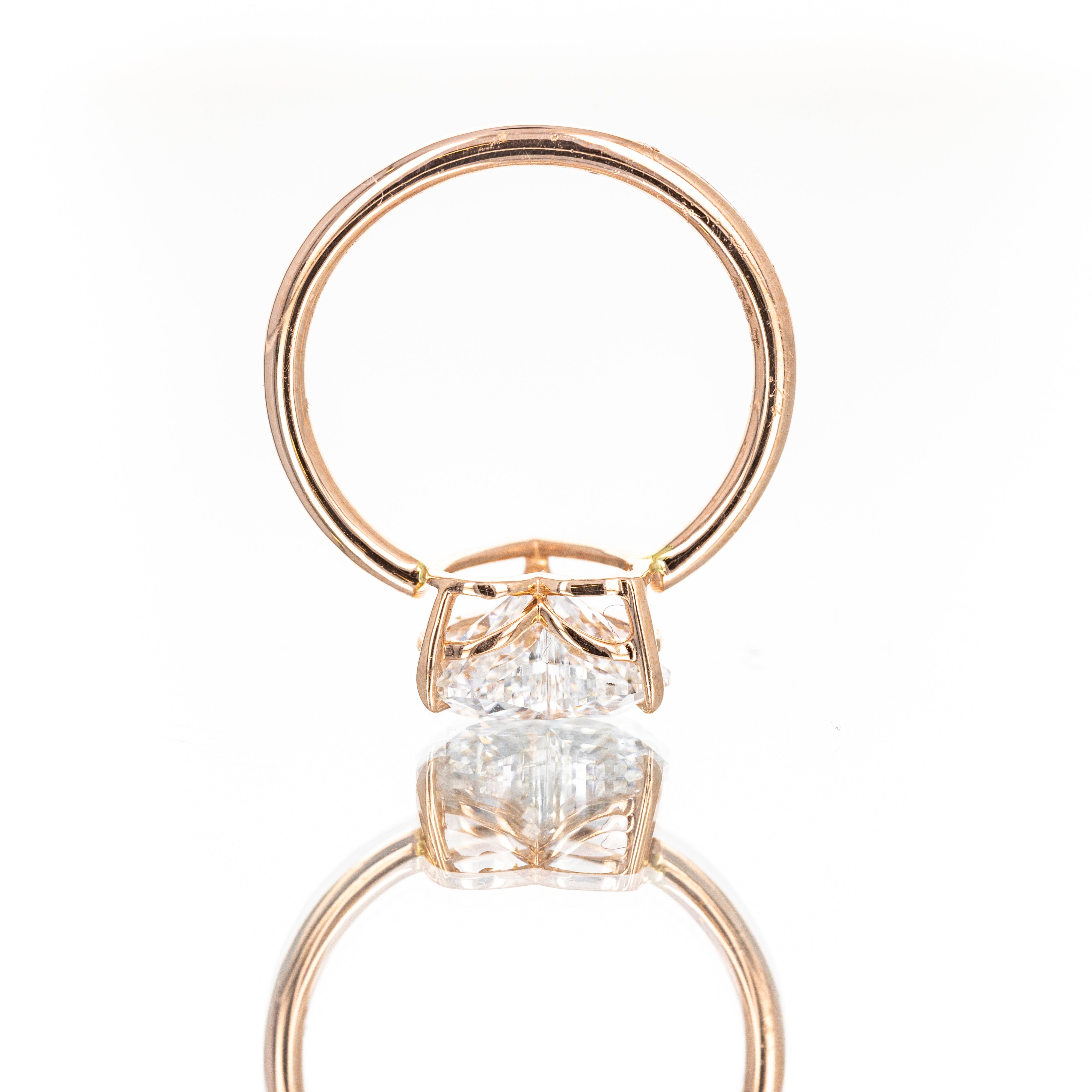 Lab Grown 14K Rose Gold 3.16 Carat Heart Diamond Engagement Ring - Queen May