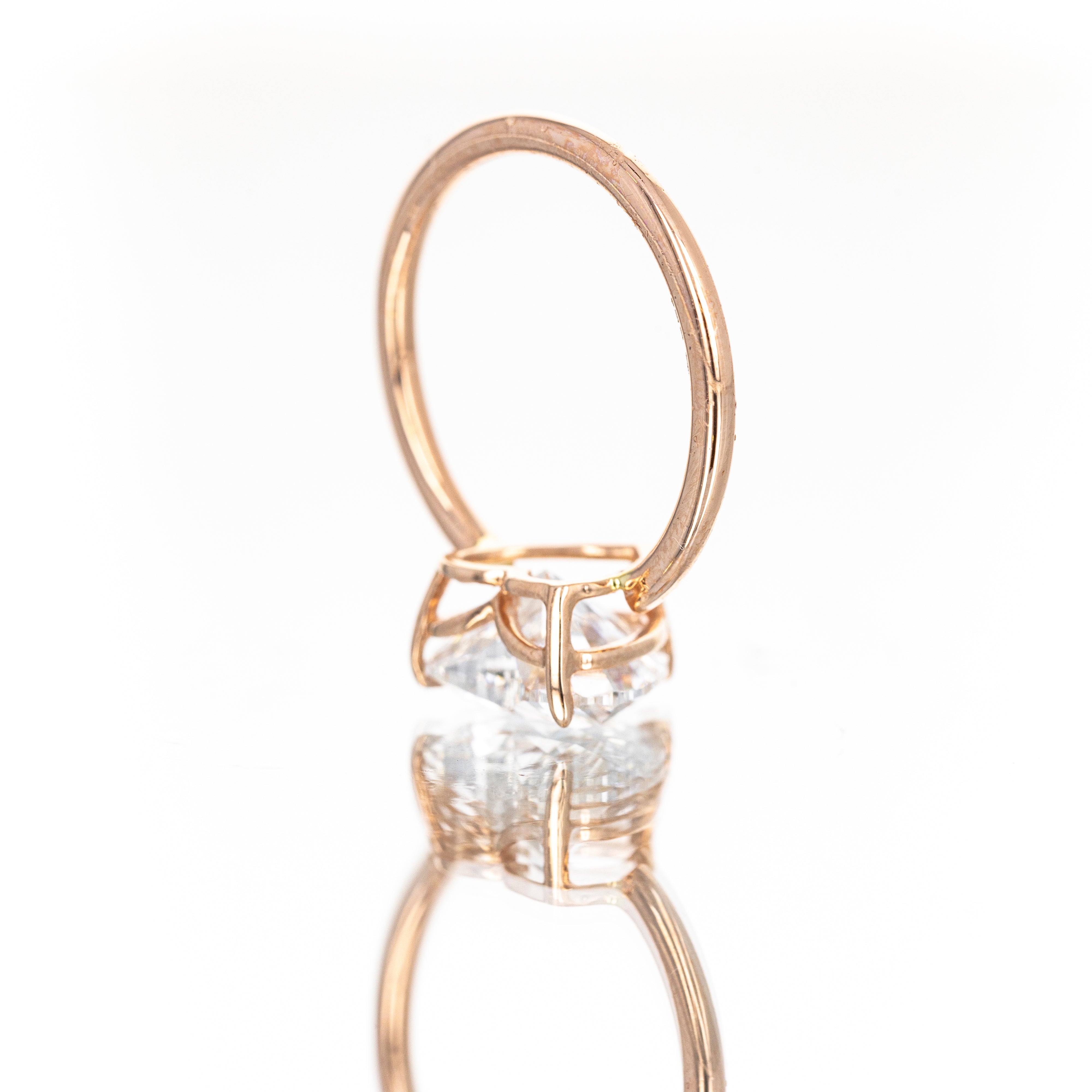 Lab Grown 14K Rose Gold 3.16 Carat Heart Diamond Engagement Ring - Queen May