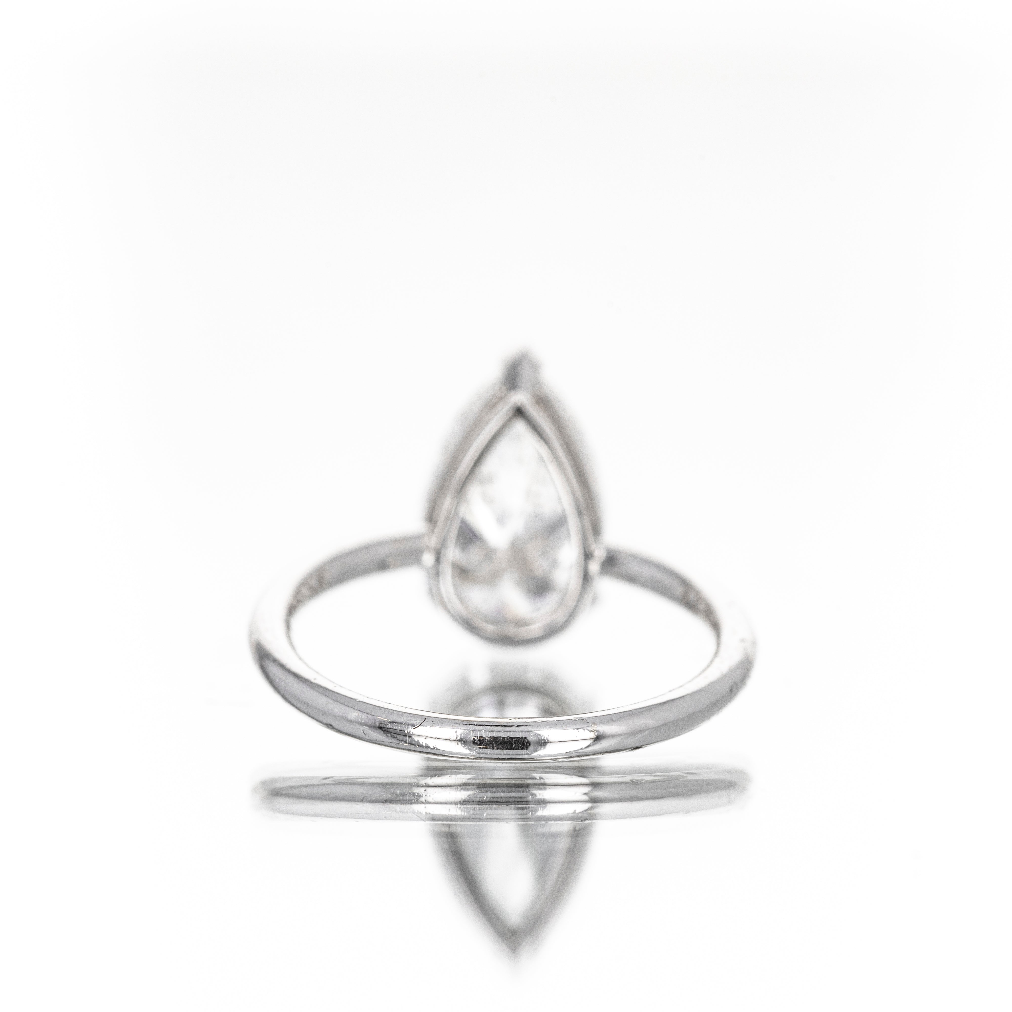 14K White Gold Lab Grown 3.03 Carat Pear Diamond Engagement Ring - Queen May