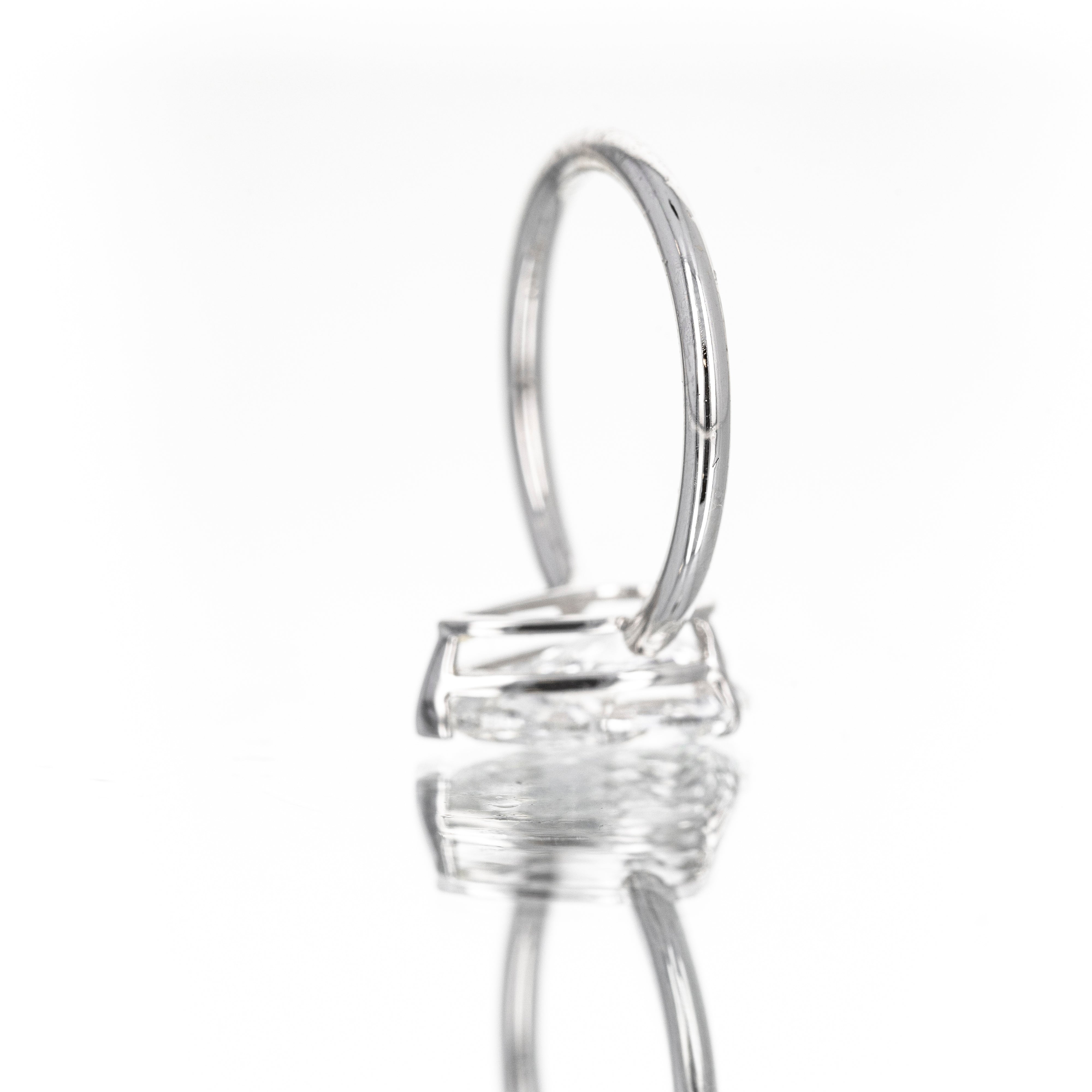 14K White Gold Lab Grown 3.03 Carat Pear Diamond Engagement Ring - Queen May